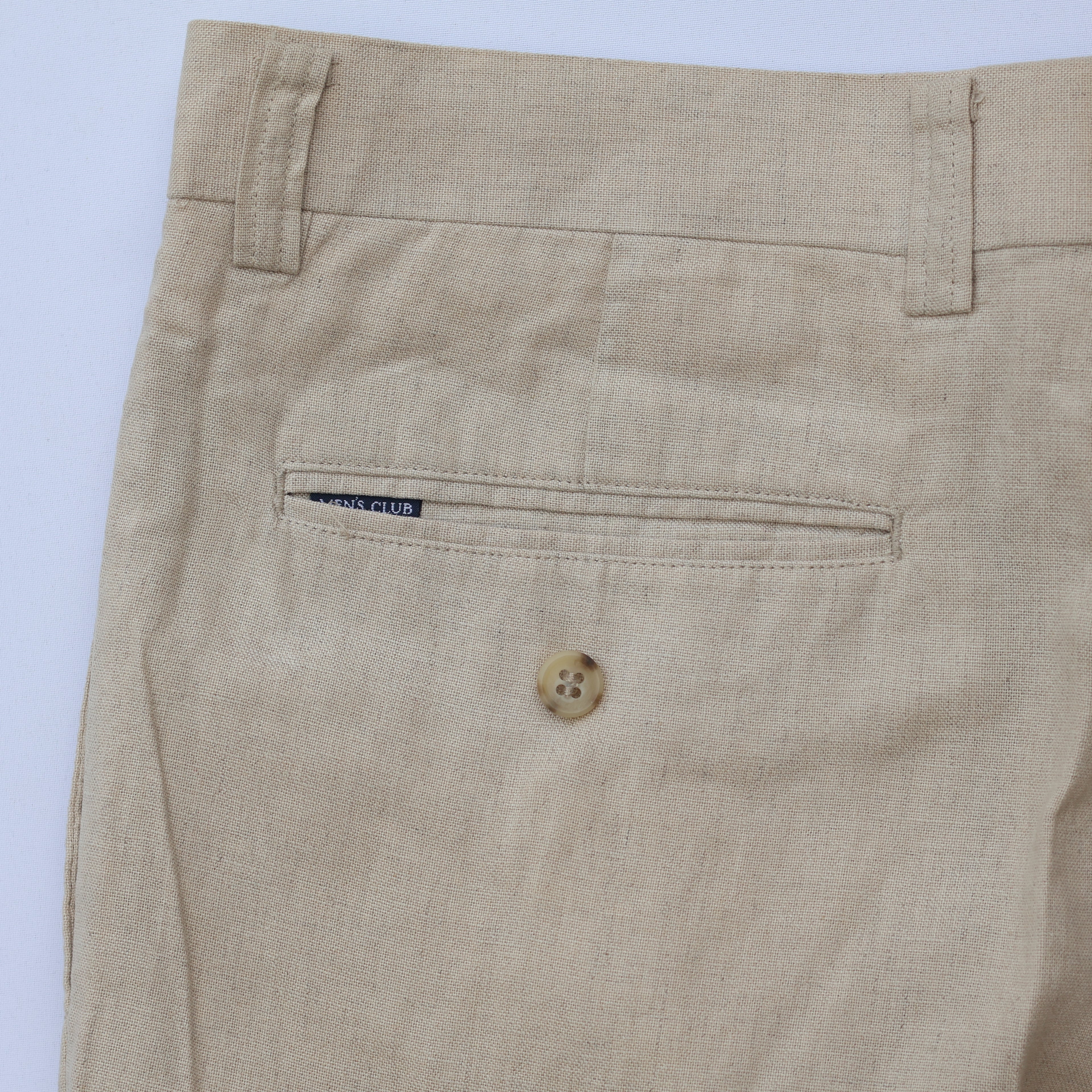 Men’s Beige Linen-Blend Pleated Formal Trousers – MEN’S CLUB | Waist 33 | Lightweight Summer Pants