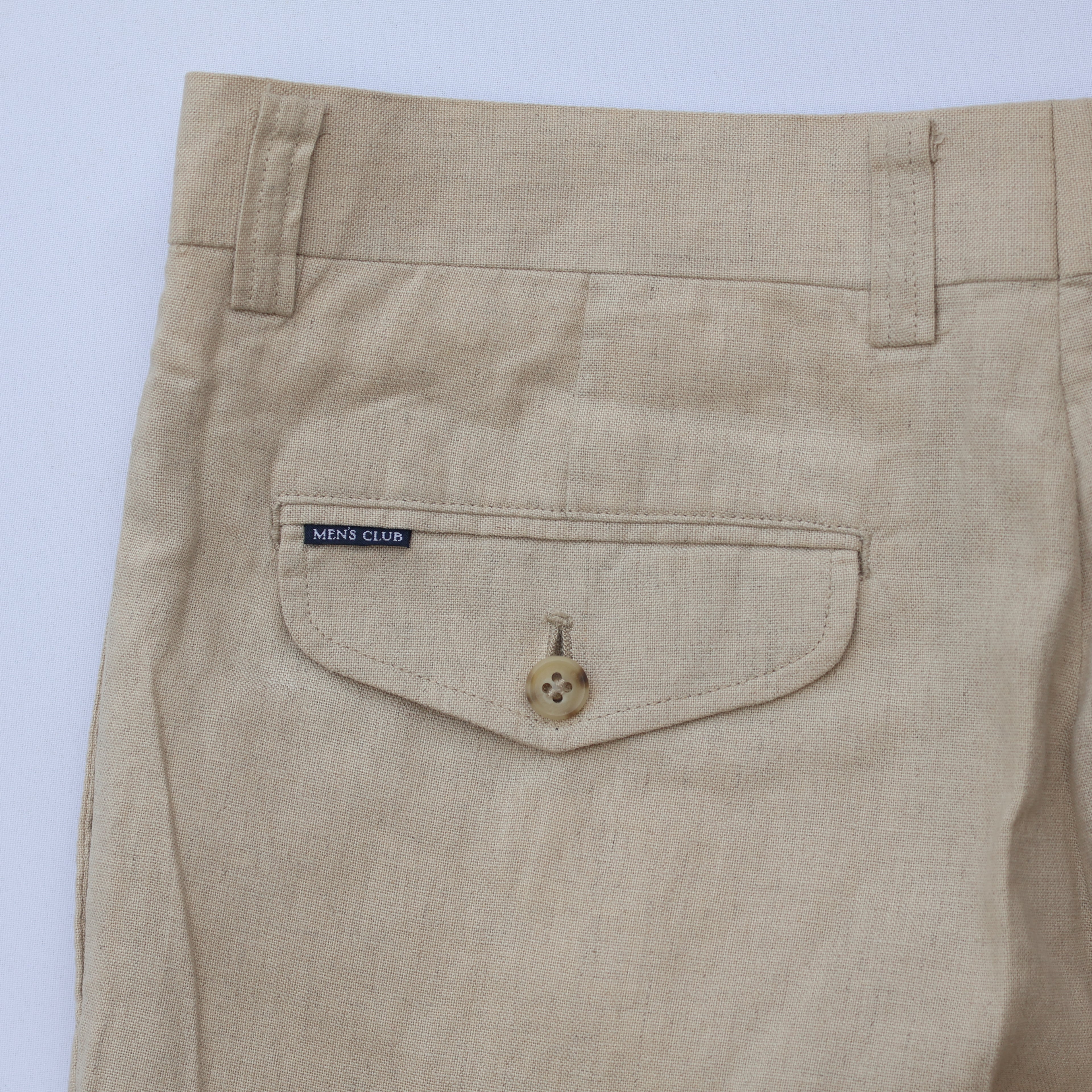 Men’s Beige Linen-Blend Pleated Formal Trousers – MEN’S CLUB | Waist 33 | Lightweight Summer Pants