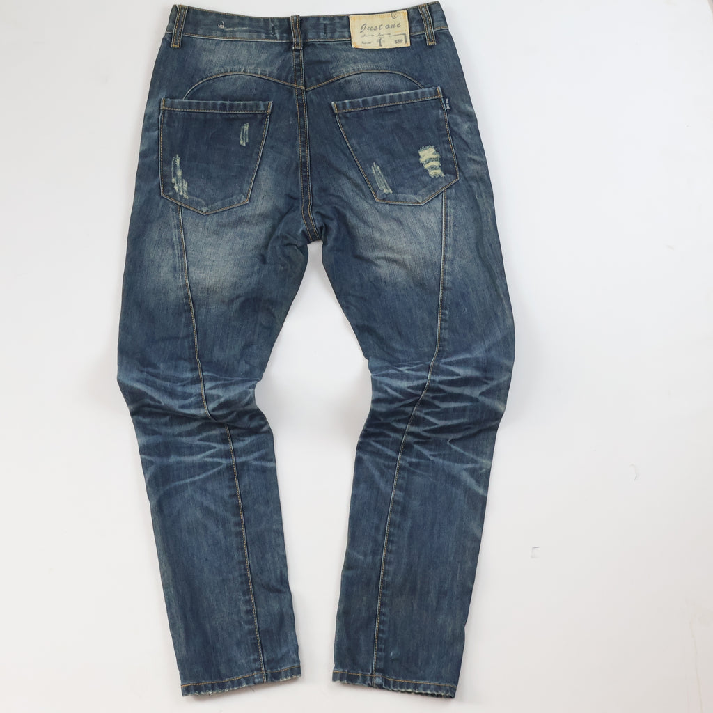 Thrifted Just One Men's Heavily Faded Blue Denim Jeans Waist: 32/ J1008