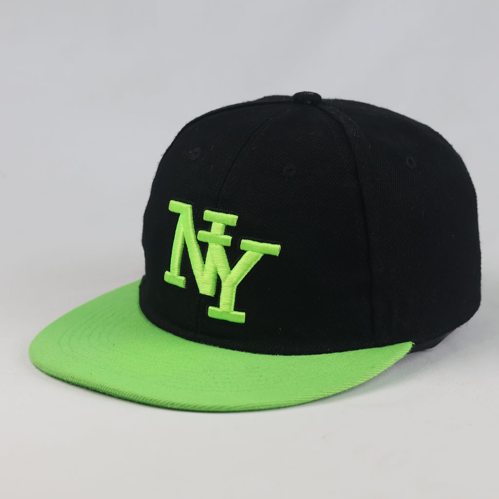 Thrifted Streetwear Black Cap with Neon Green NY Embroidery (57 cm) |10692