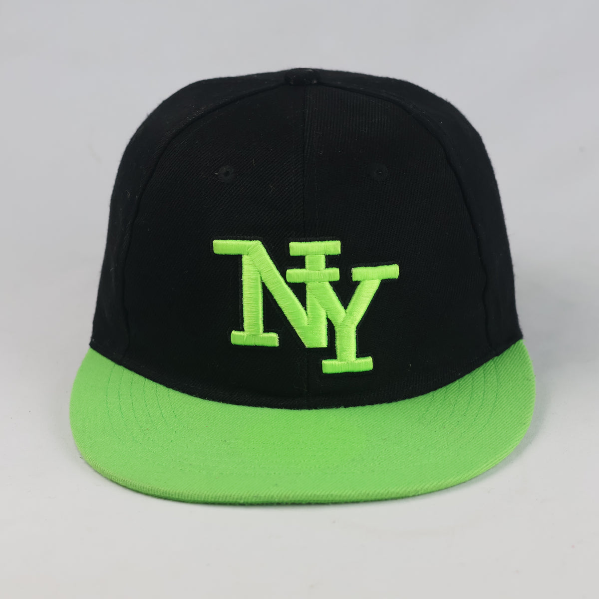 Thrifted Streetwear Black Cap with Neon Green NY Embroidery (57 cm) |10692