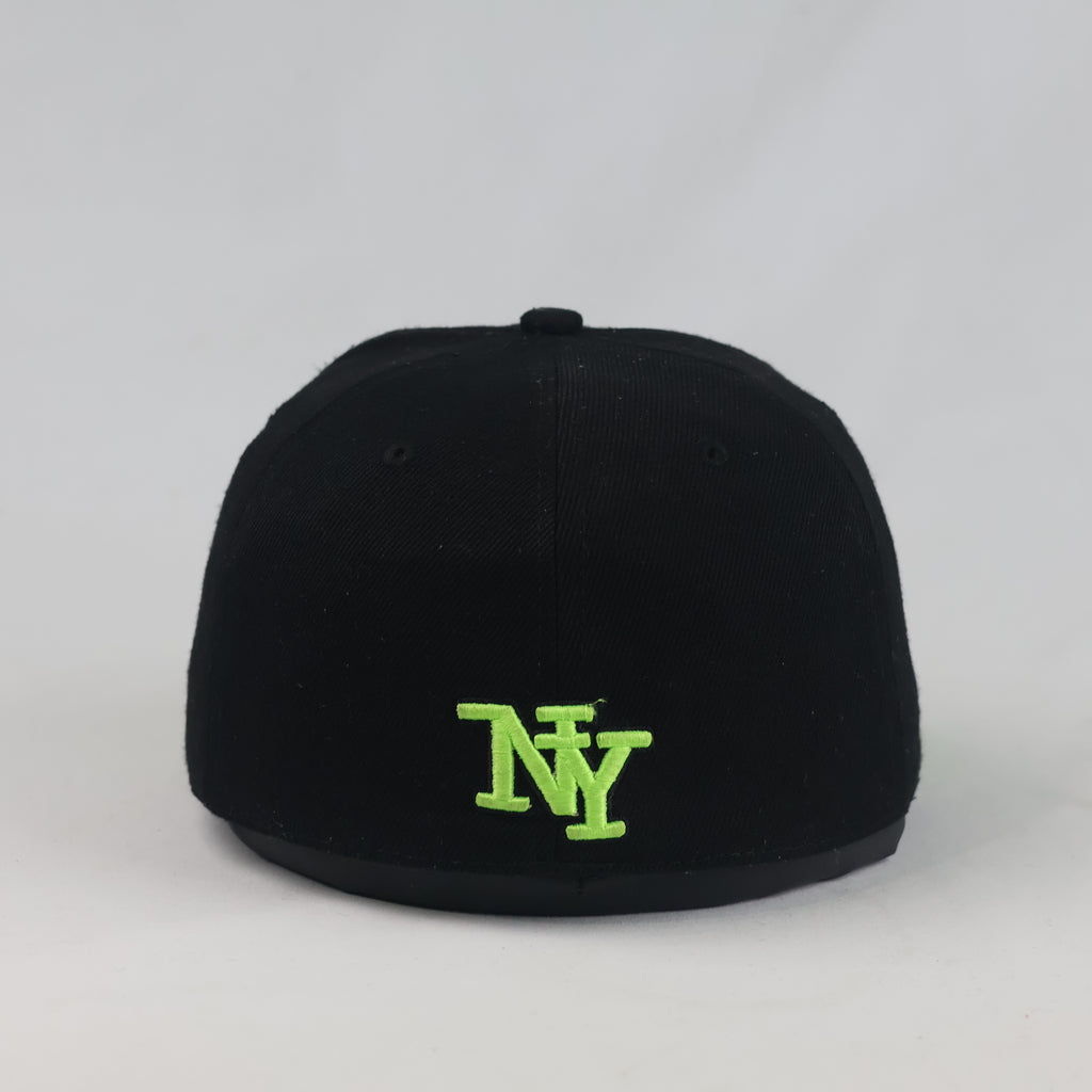 Thrifted Streetwear Black Cap with Neon Green NY Embroidery (57 cm) |10692