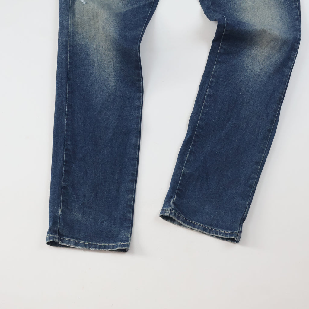 Thrifted Invisible Denim Men's Faded Blue Straight Jeans 34 Waist/ J1005