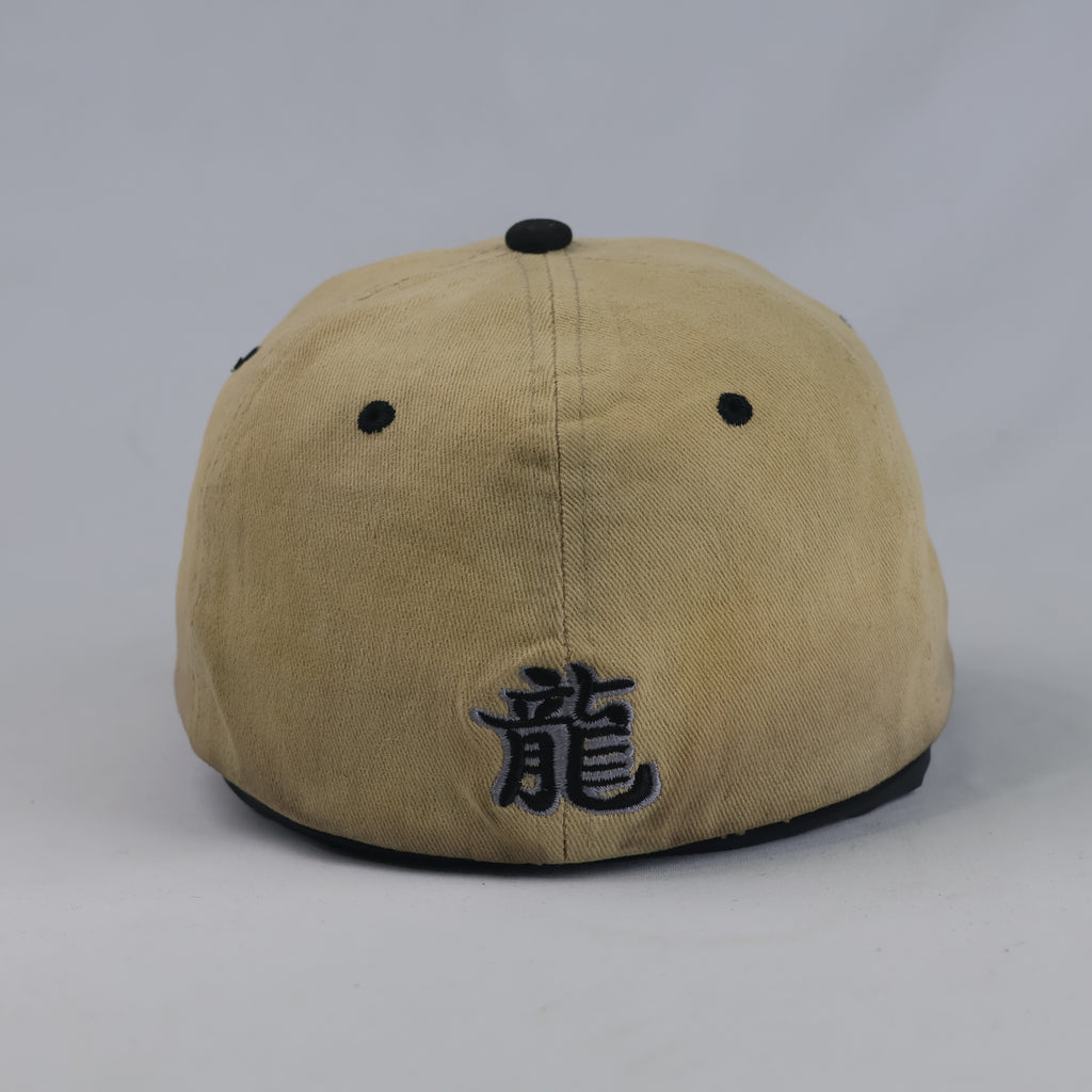 Thrifted Khaki Streetwear Baseball Cap with Dragon Motif (57-58 cm) |10687