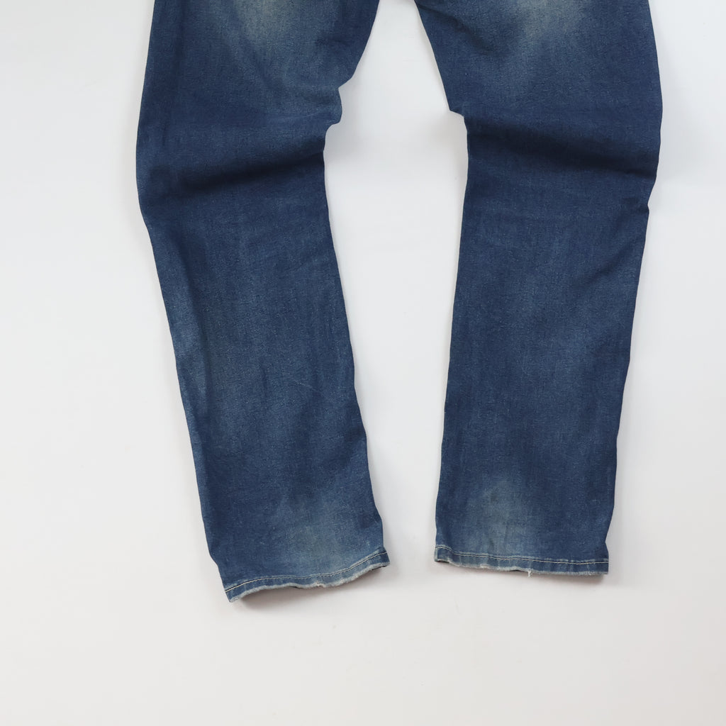 Thrifted Invisible Denim Men's Faded Blue Straight Jeans 34 Waist/ J1005
