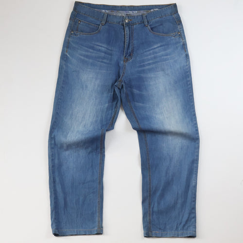 Thrifted Men's Blue Straight Leg Denim Jeans 36-37 Waist/ J1007