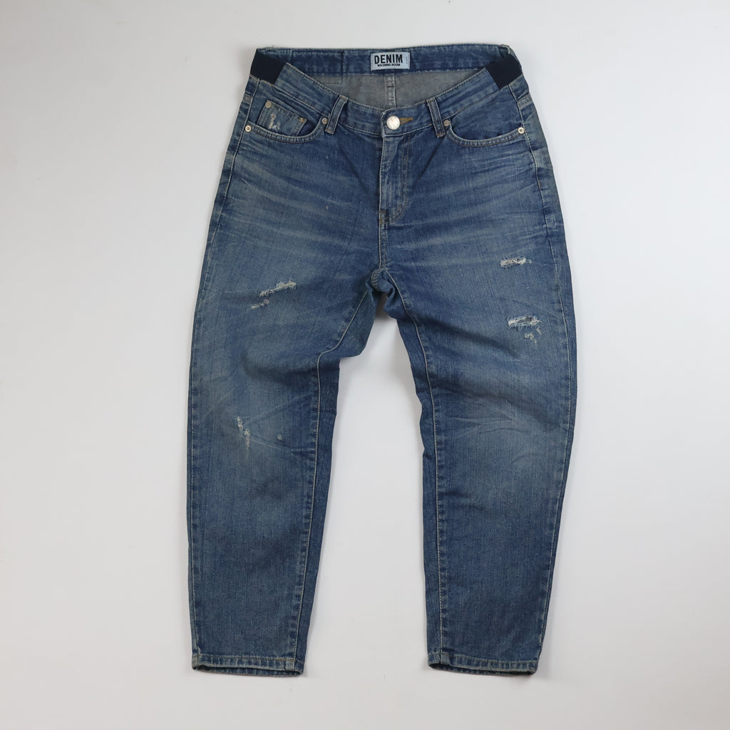 Thrifted Denim Washing Room Men's Ripped Blue Jeans 32 Waist/ J1051