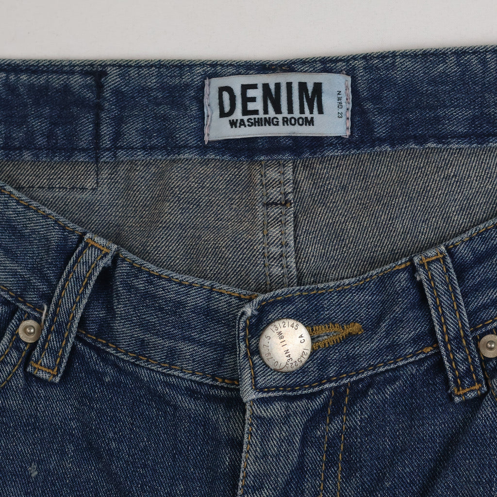 Thrifted Denim Washing Room Men's Ripped Blue Jeans 32 Waist/ J1051