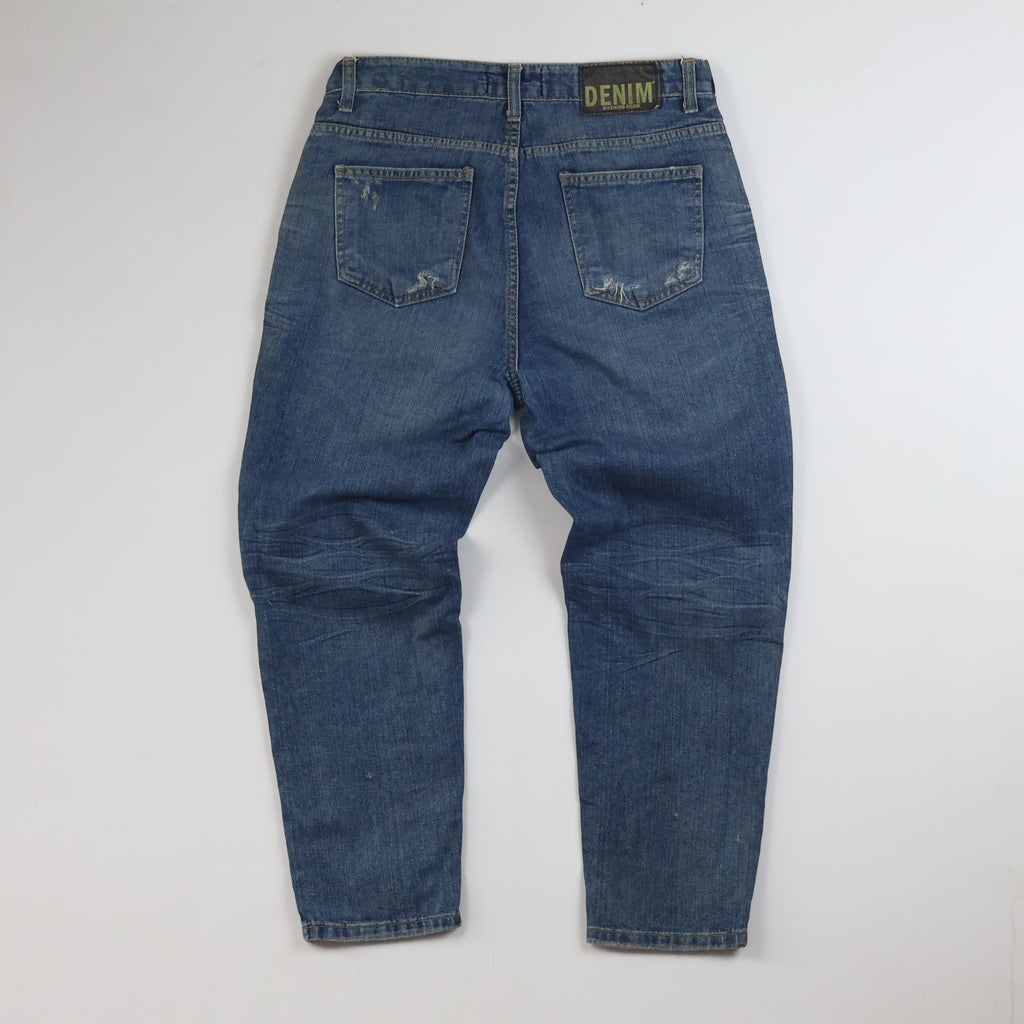 Thrifted Denim Washing Room Men's Ripped Blue Jeans 32 Waist/ J1051