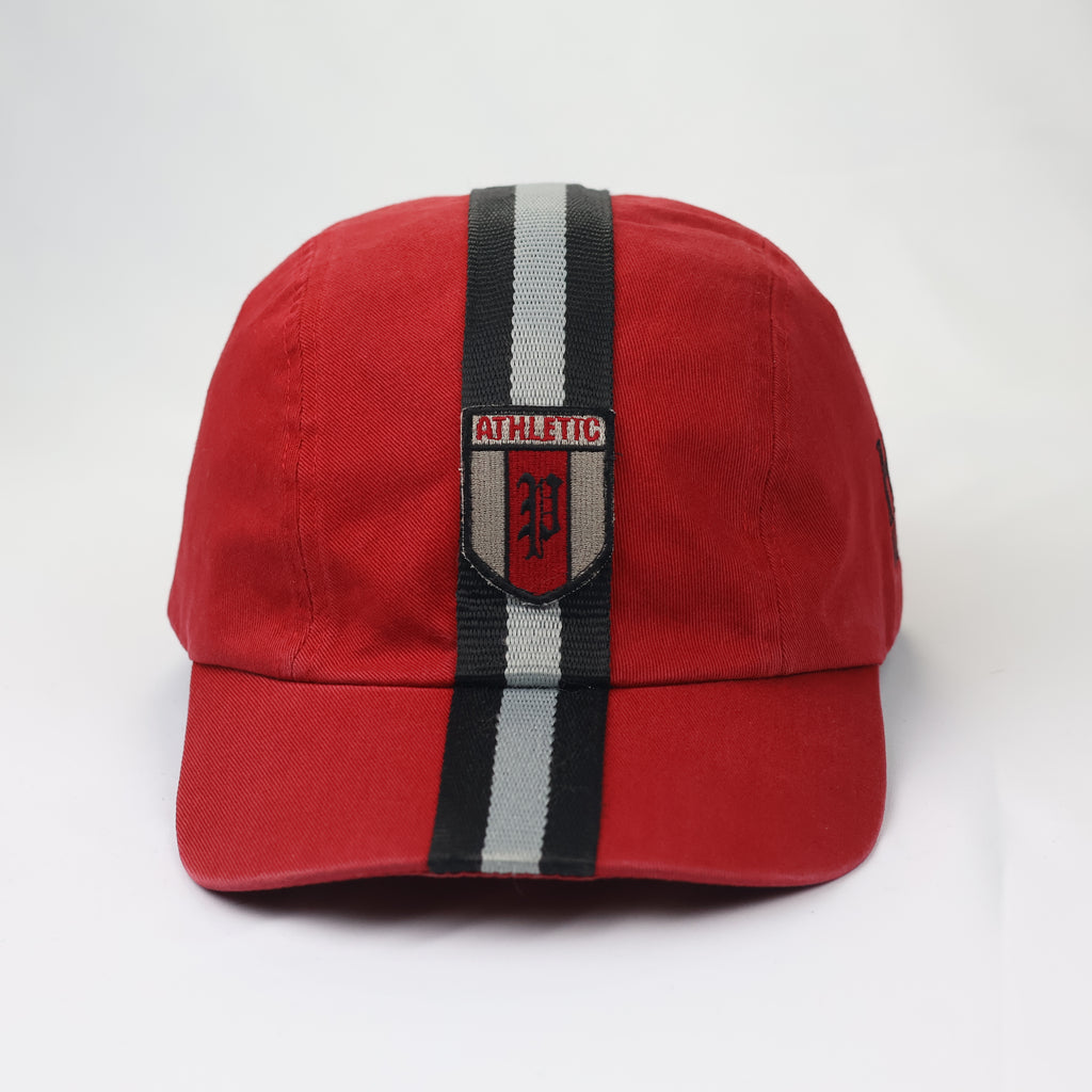 Vintage Hang Ten Red Athletic Thrifted Cap - Racing Stripe Snapback - 59cm