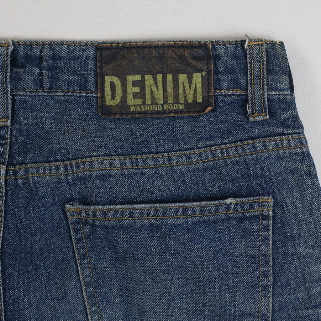 Thrifted Denim Washing Room Men's Ripped Blue Jeans 32 Waist/ J1051