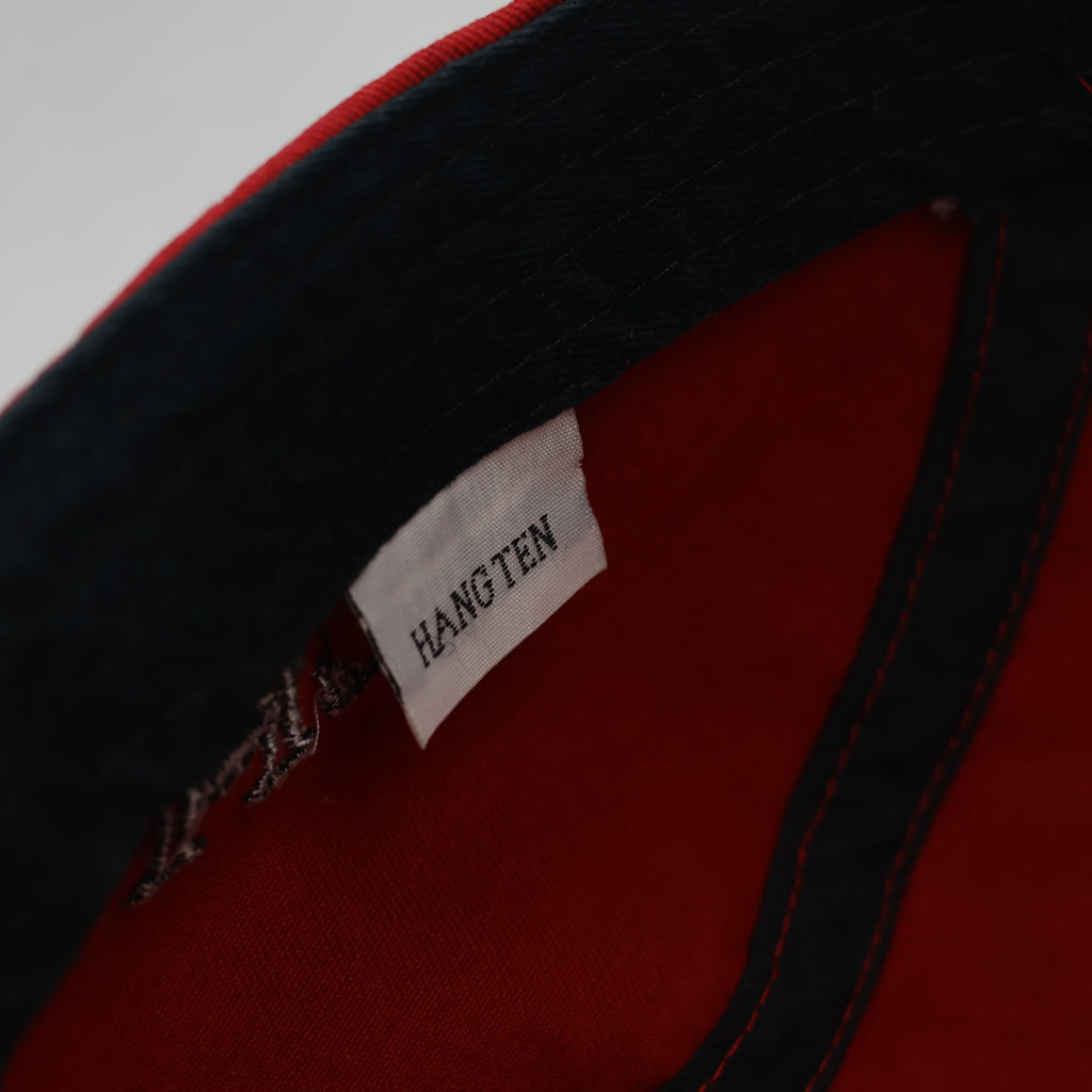 Vintage Hang Ten Red Athletic Thrifted Cap - Racing Stripe Snapback - 59cm