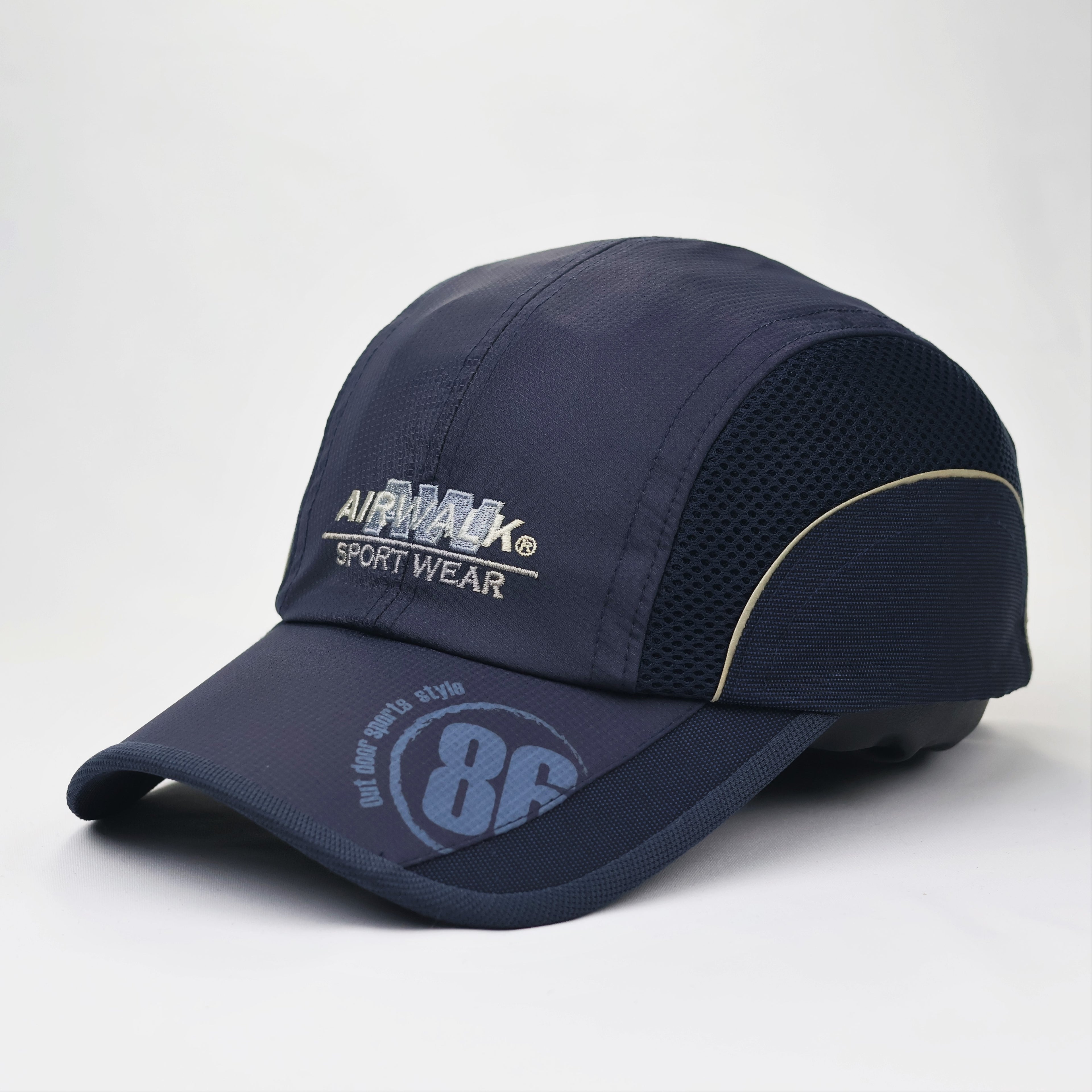 Retro Airwalk Sport Tech 5-Panel Style Mesh Hat – Navy Blue