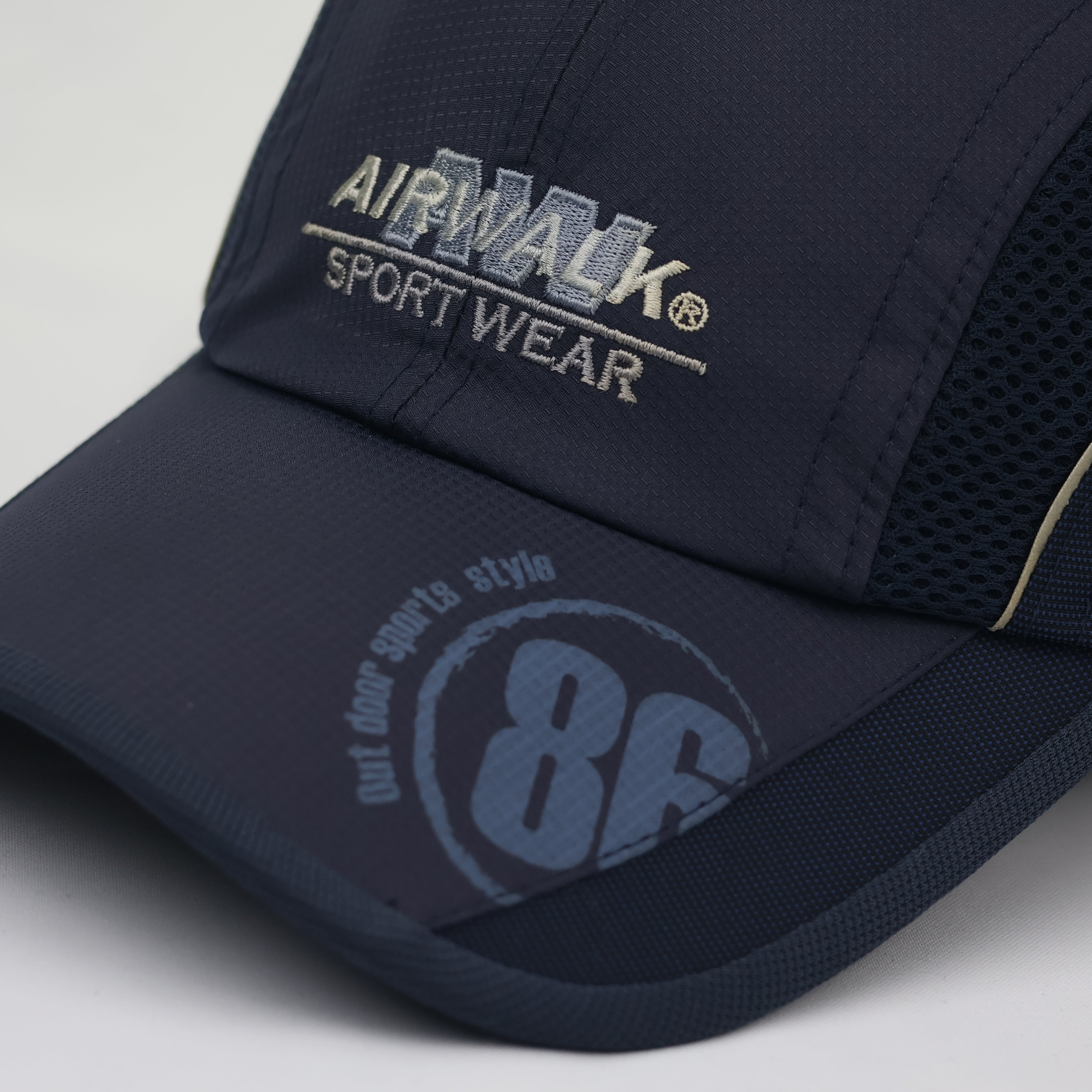 Retro Airwalk Sport Tech 5-Panel Style Mesh Hat – Navy Blue