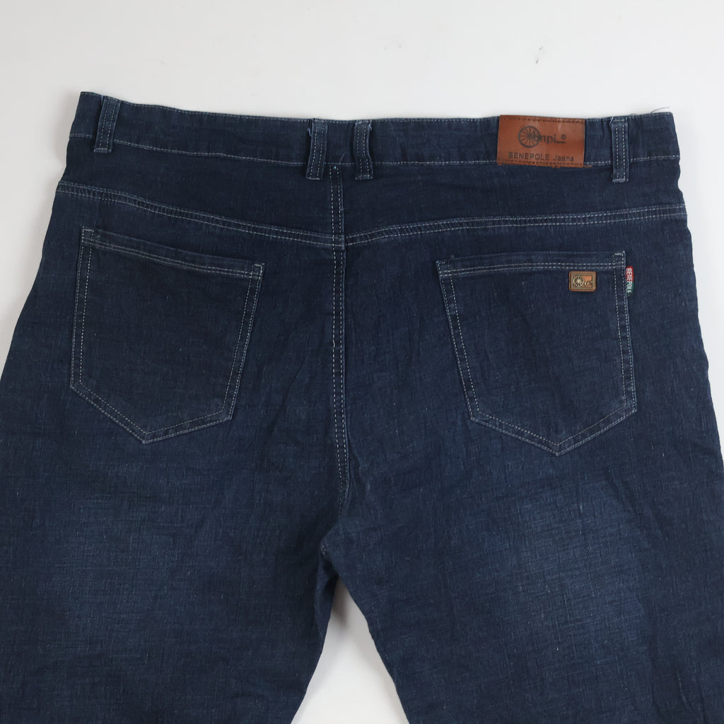 Thrifted Benepole Men's Dark Indigo Straight Leg Jeans 38 Waist/ J1044