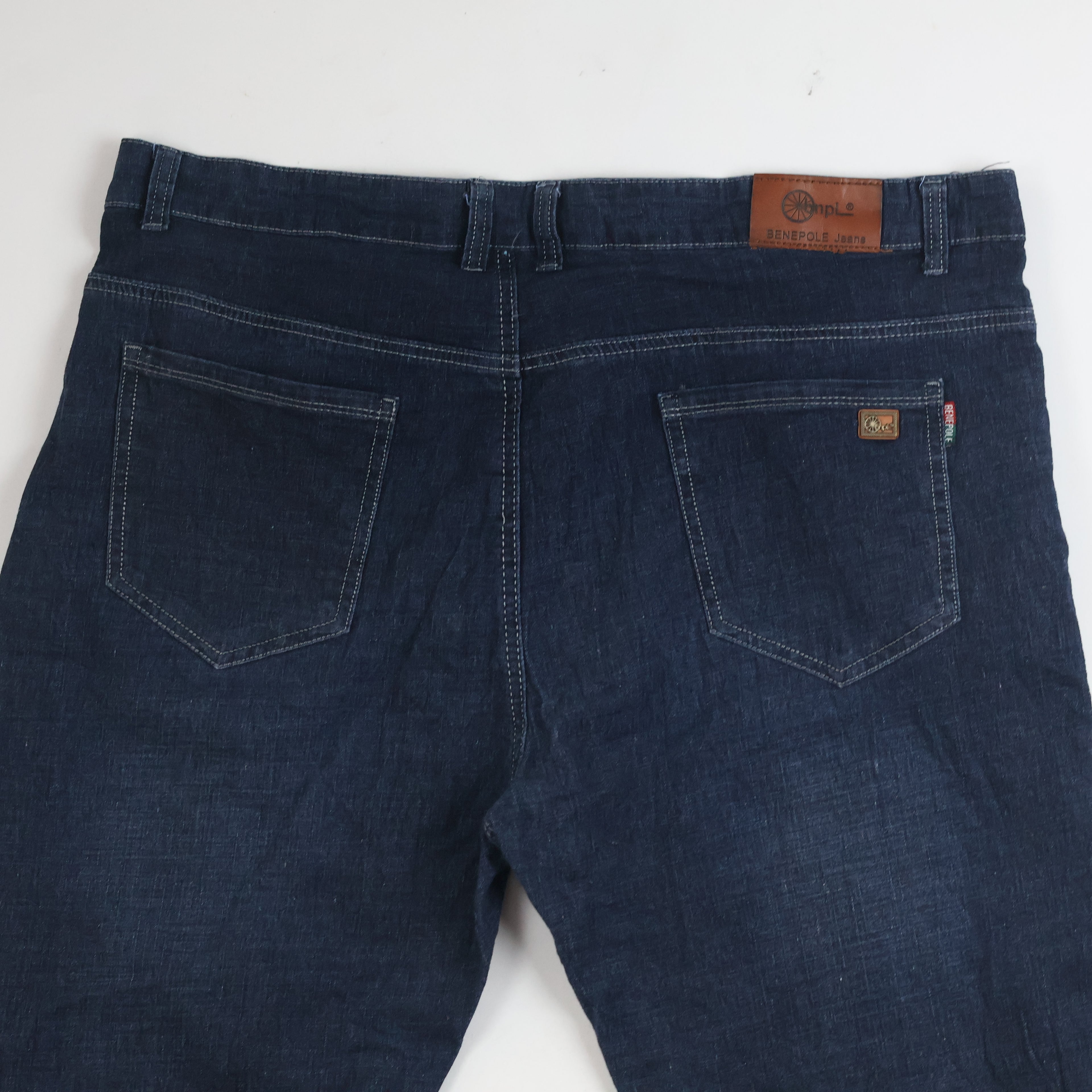 Thrifted Benepole Men's Dark Indigo Straight Leg Jeans 38 Waist/ J1044
