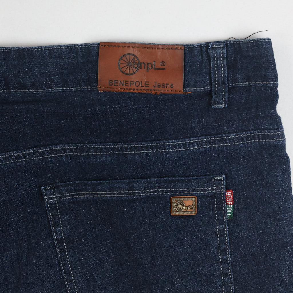 Thrifted Benepole Men's Dark Indigo Straight Leg Jeans 38 Waist/ J1044