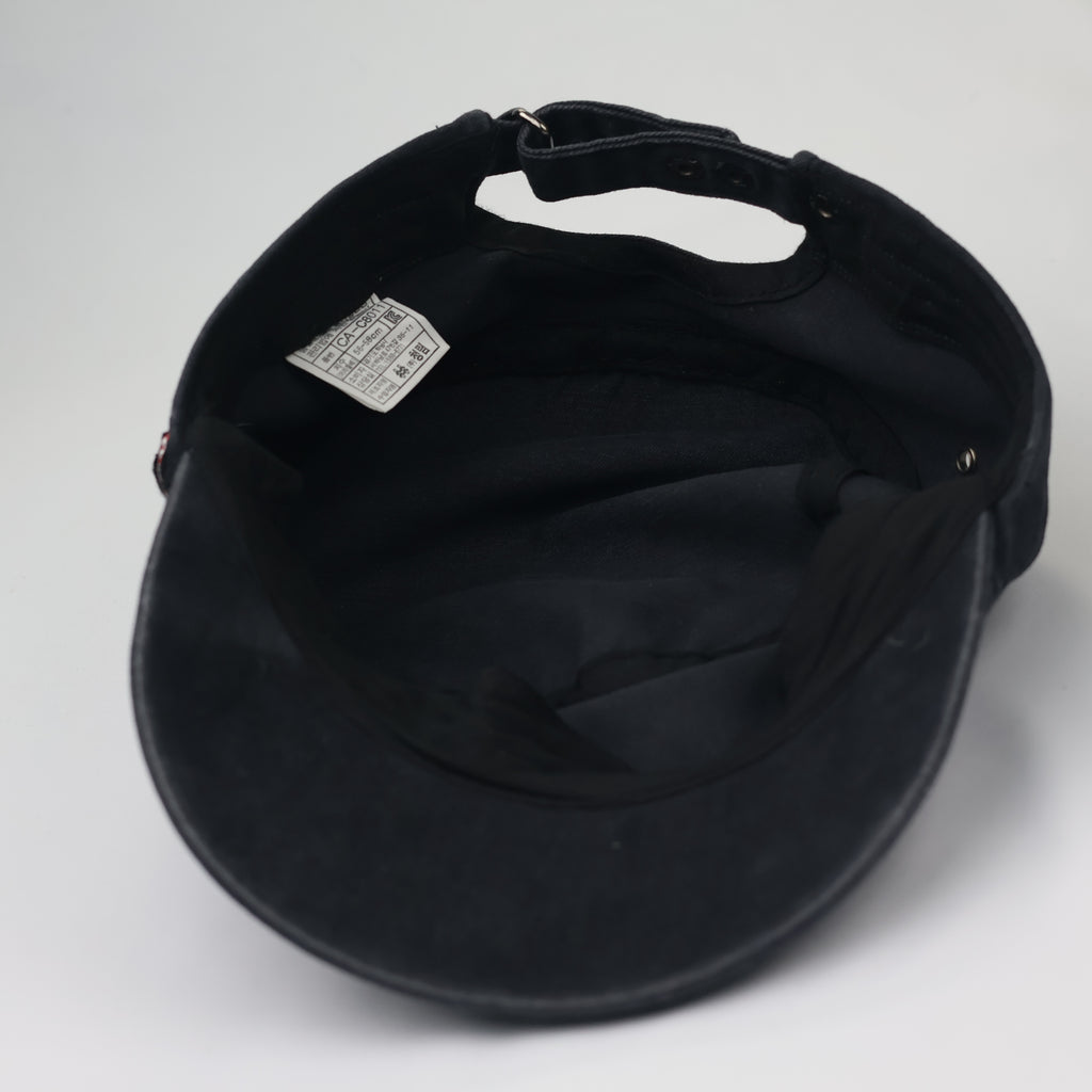 Vintage Military Style Studded Thrifted Cap – Distressed Black Gothic Hat
