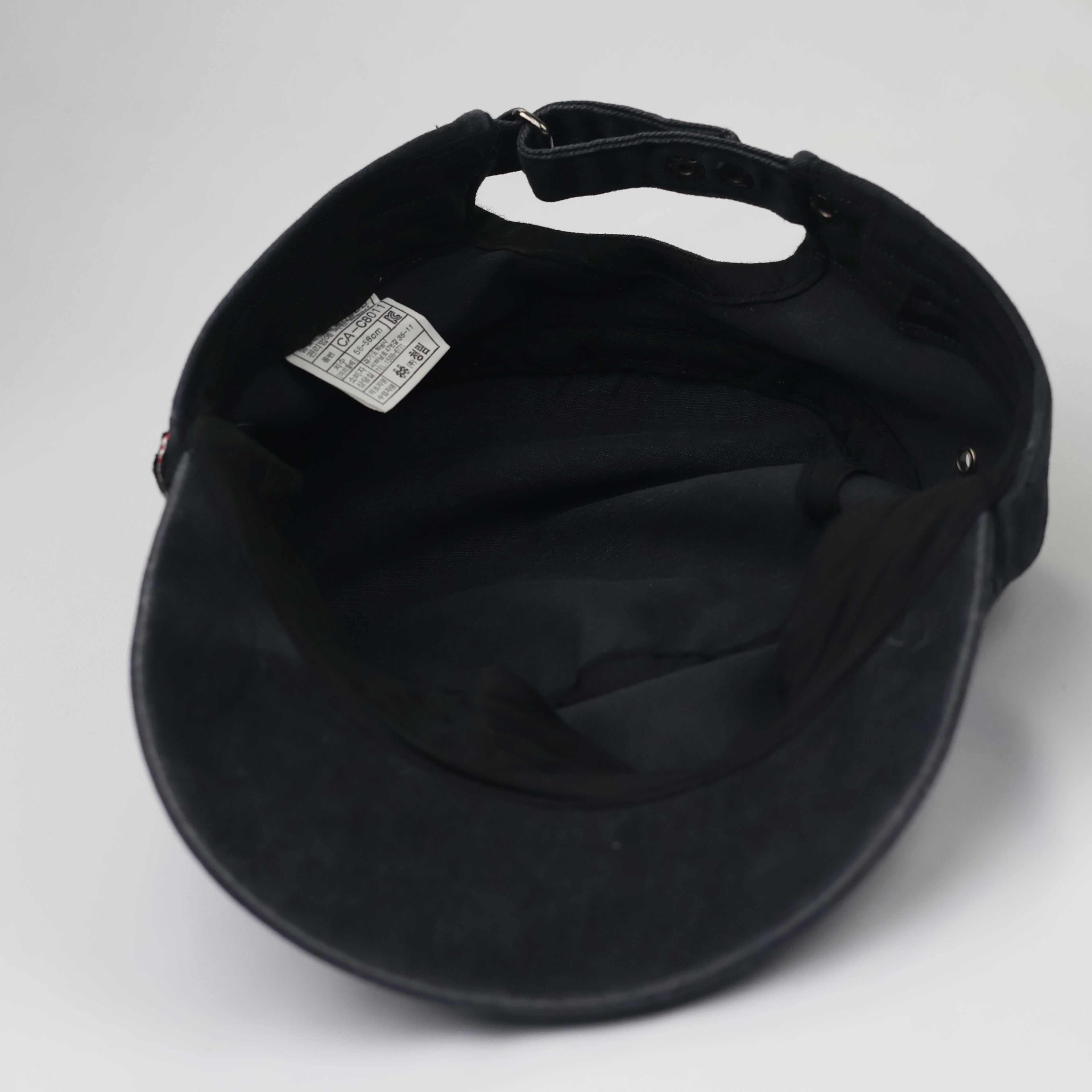 Vintage Military Style Studded Thrifted Cap – Distressed Black Gothic Hat
