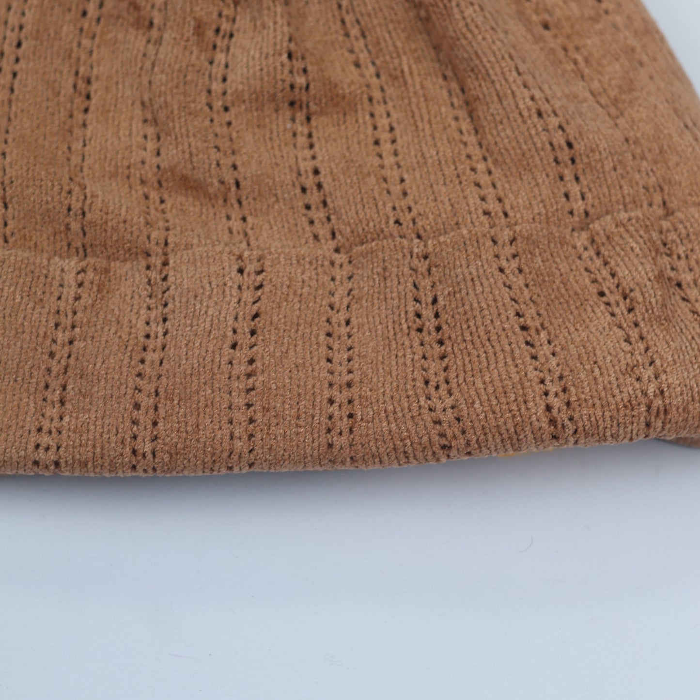 Soft Chenille "Elf Style" Beanie – Brown Striped Long-Tail Pom Hat