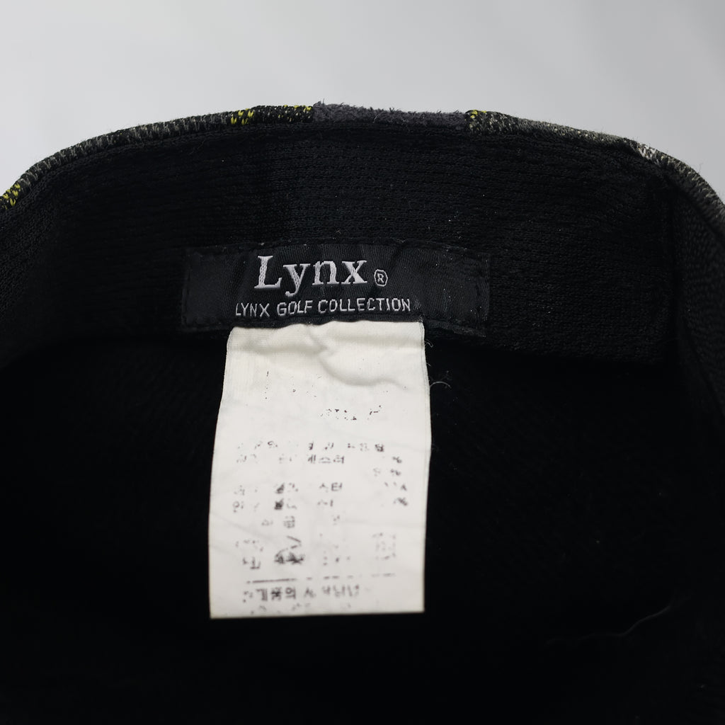 Lynx Golf Plaid Ivy Cap - Grey & Yellow Checkered Thrifted Flat Hat - 56-58cm
