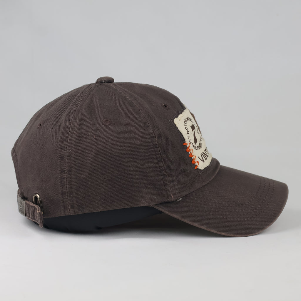 Thrifted Michel Klein Paris Brown Patchwork Baseball Cap - Size 56-58cm