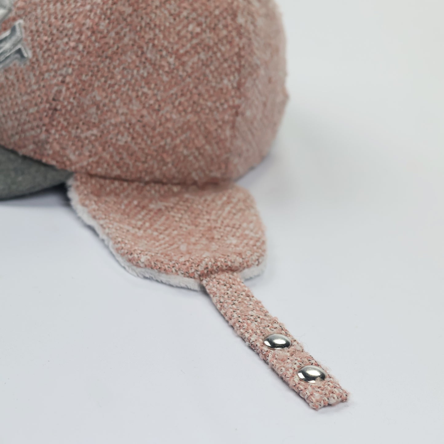 "SWAGON" Earflap Baseball Hat – Textured Tweed with Grey Felt Brim