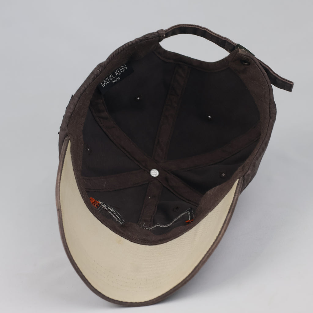 Thrifted Michel Klein Paris Brown Patchwork Baseball Cap - Size 56-58cm