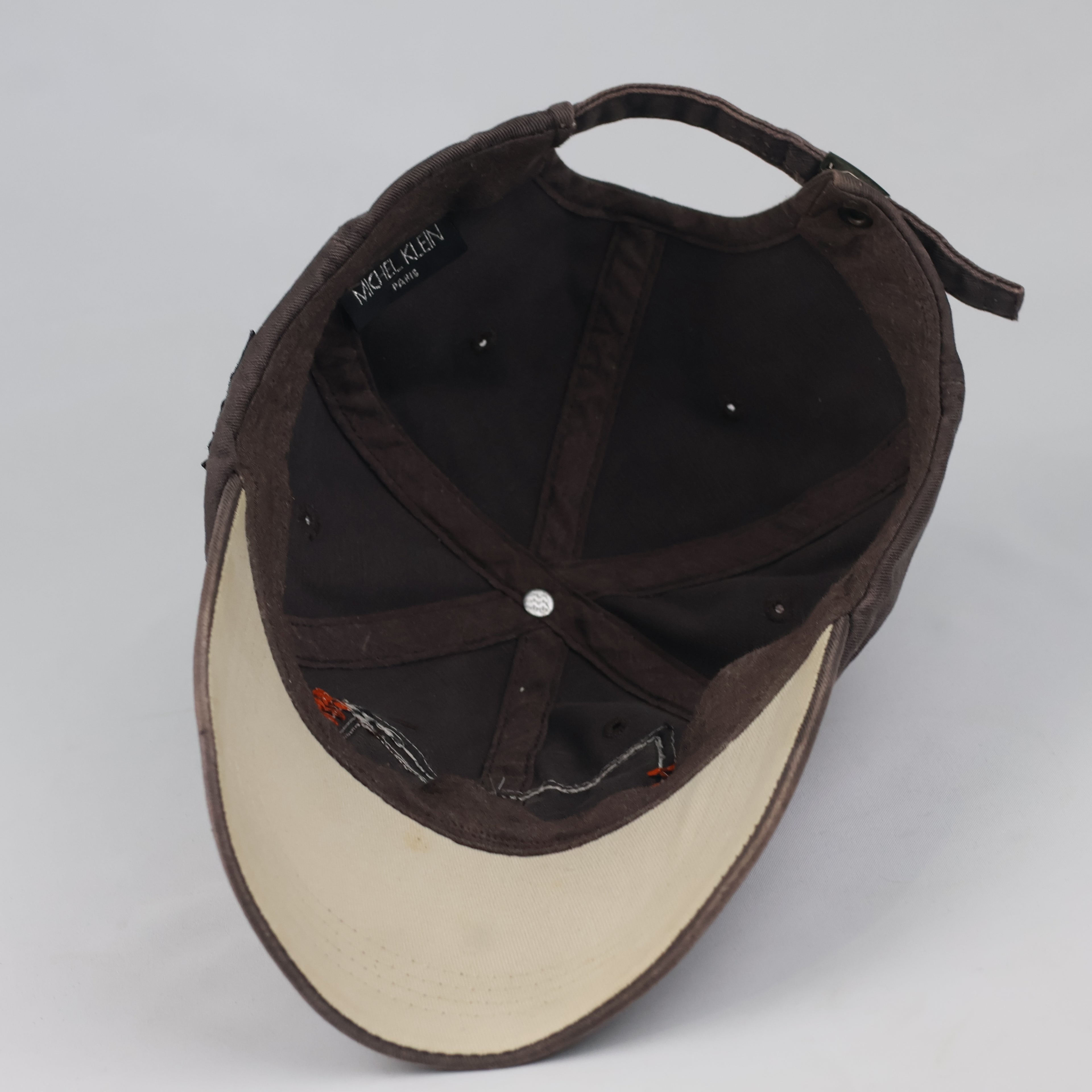 Thrifted Michel Klein Paris Brown Patchwork Baseball Cap - Size 56-58cm
