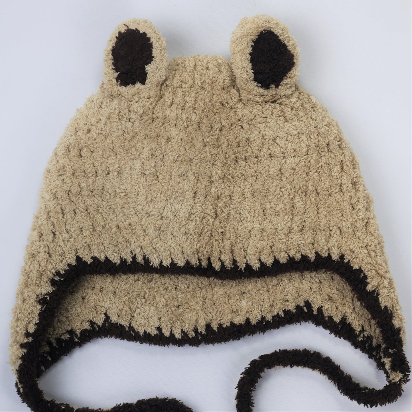 Cute Teddy Bear Fleece Cap with Ear Flaps & Flower Poms - Warm Kids Headwear