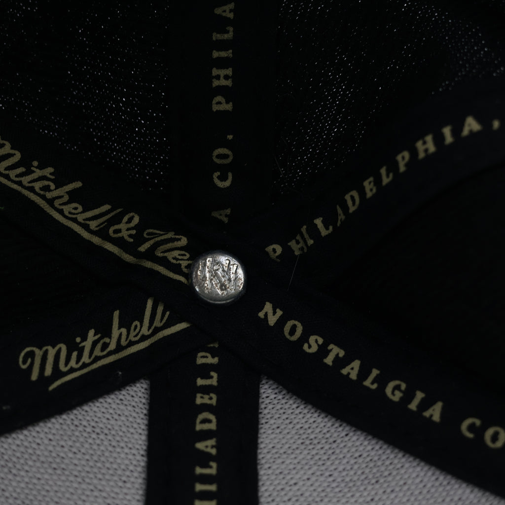 Vintage Style Philly 76ers Mitchell & Ness Hat - Black & Silver NBA Thrifted Snapback