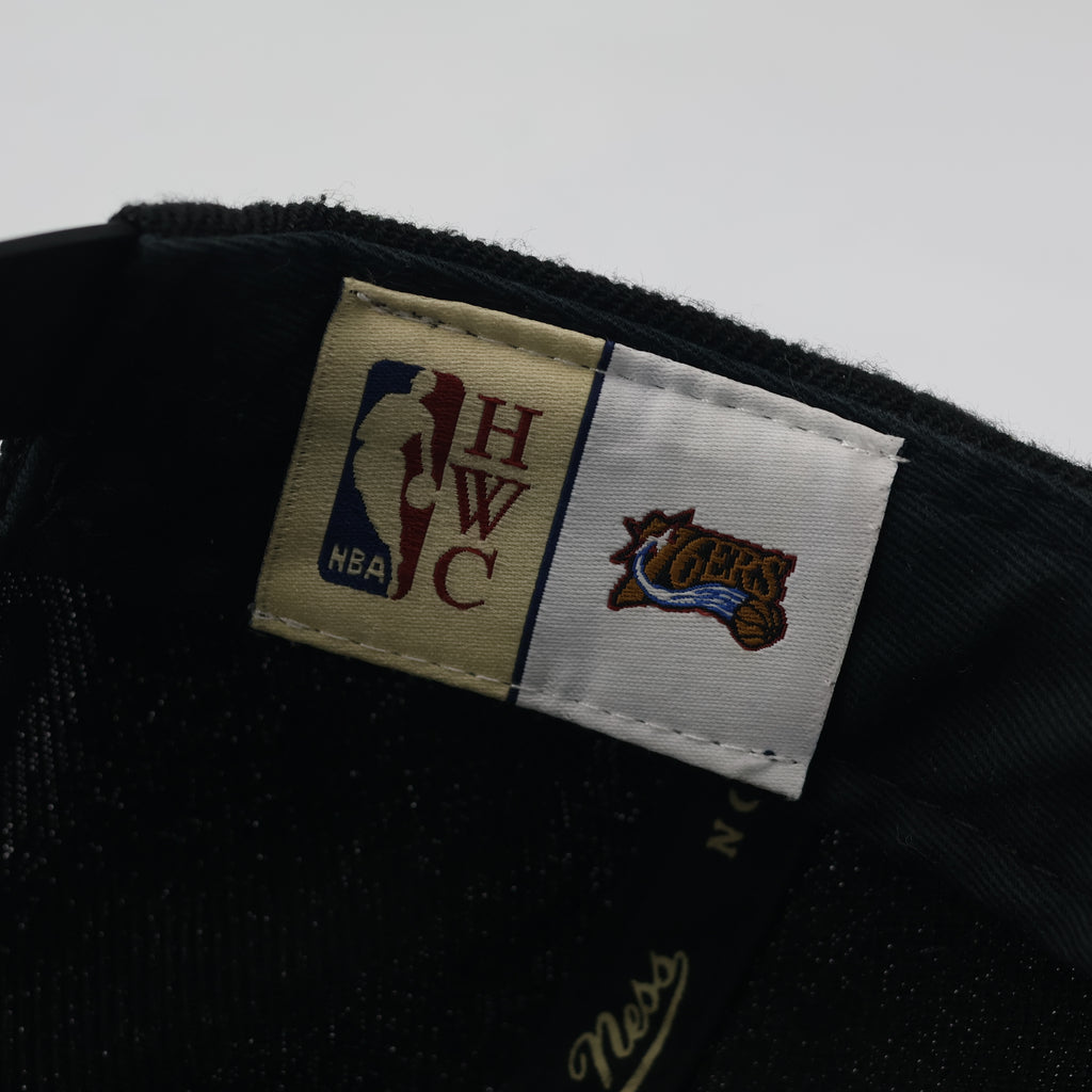 Vintage Style Philly 76ers Mitchell & Ness Hat - Black & Silver NBA Thrifted Snapback