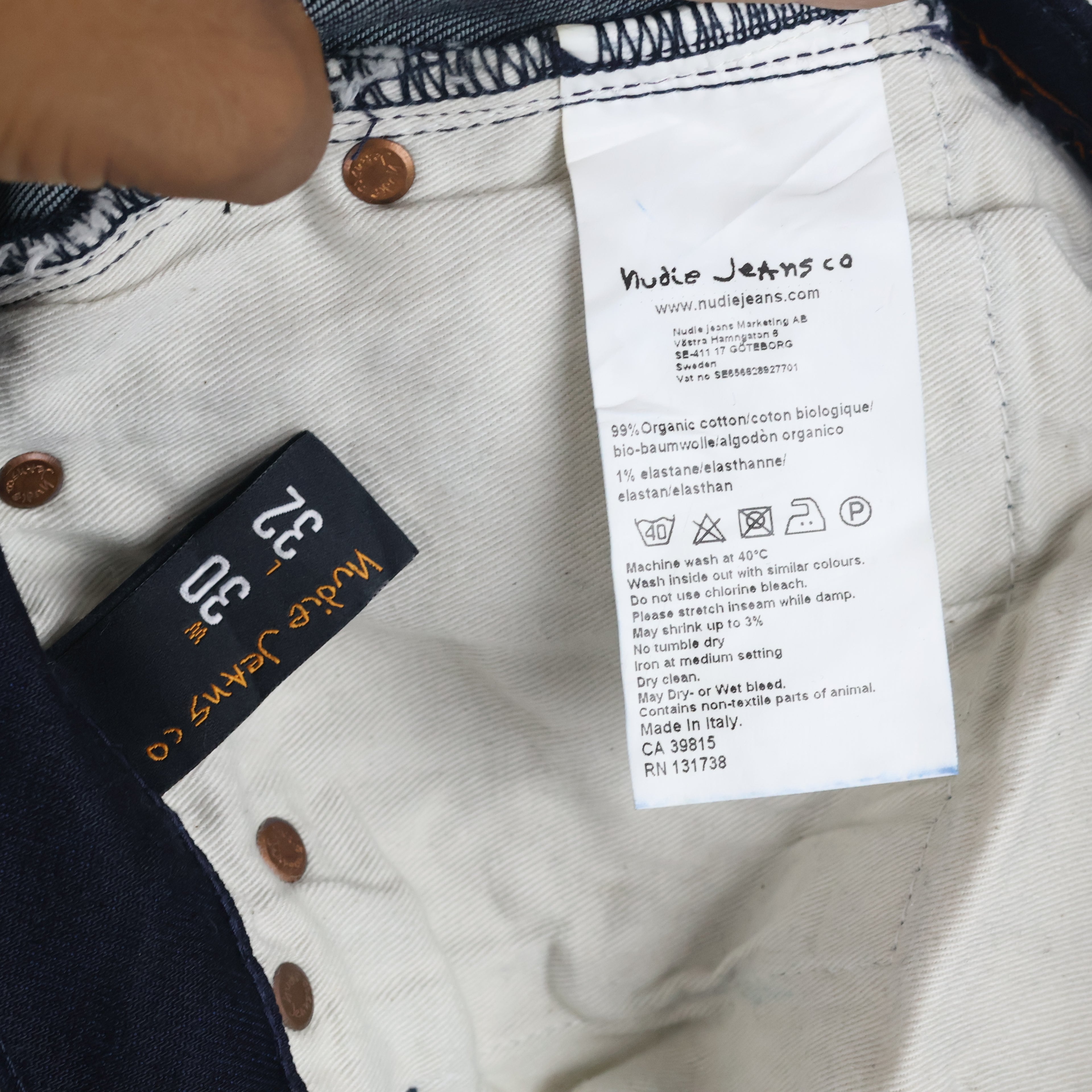Thrifted Nudie Jeans Co Men's Deep Indigo Blue Slim Jeans Waist: 30-32/ J1010