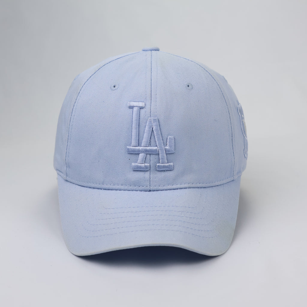 LA Dodgers MLB Pastel Blue Thrifted Baseball Hat - Cute Kawaii Bear Embroidery