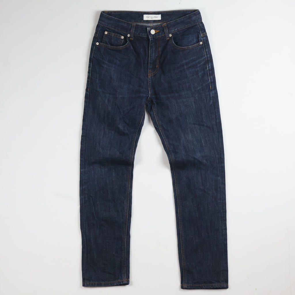 Thrifted Fatalism Men's Deep Indigo Blue Denim Jeans 30 Waist/ J1013