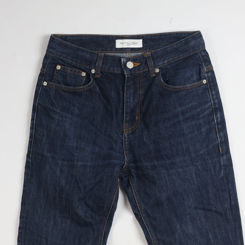 Thrifted Fatalism Men's Deep Indigo Blue Denim Jeans 30 Waist/ J1013
