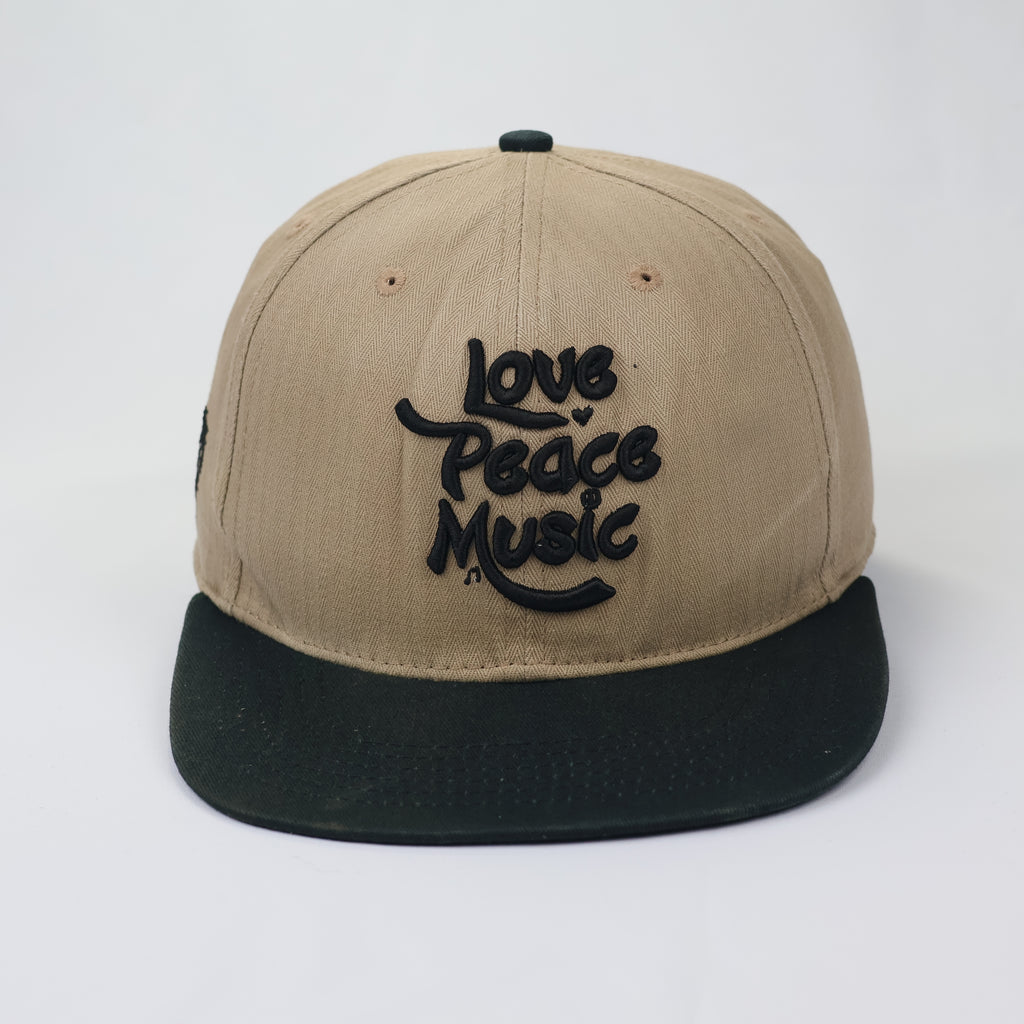 Love Peace Music Snapback - Tan & Black Two-Tone Streetwear Hat