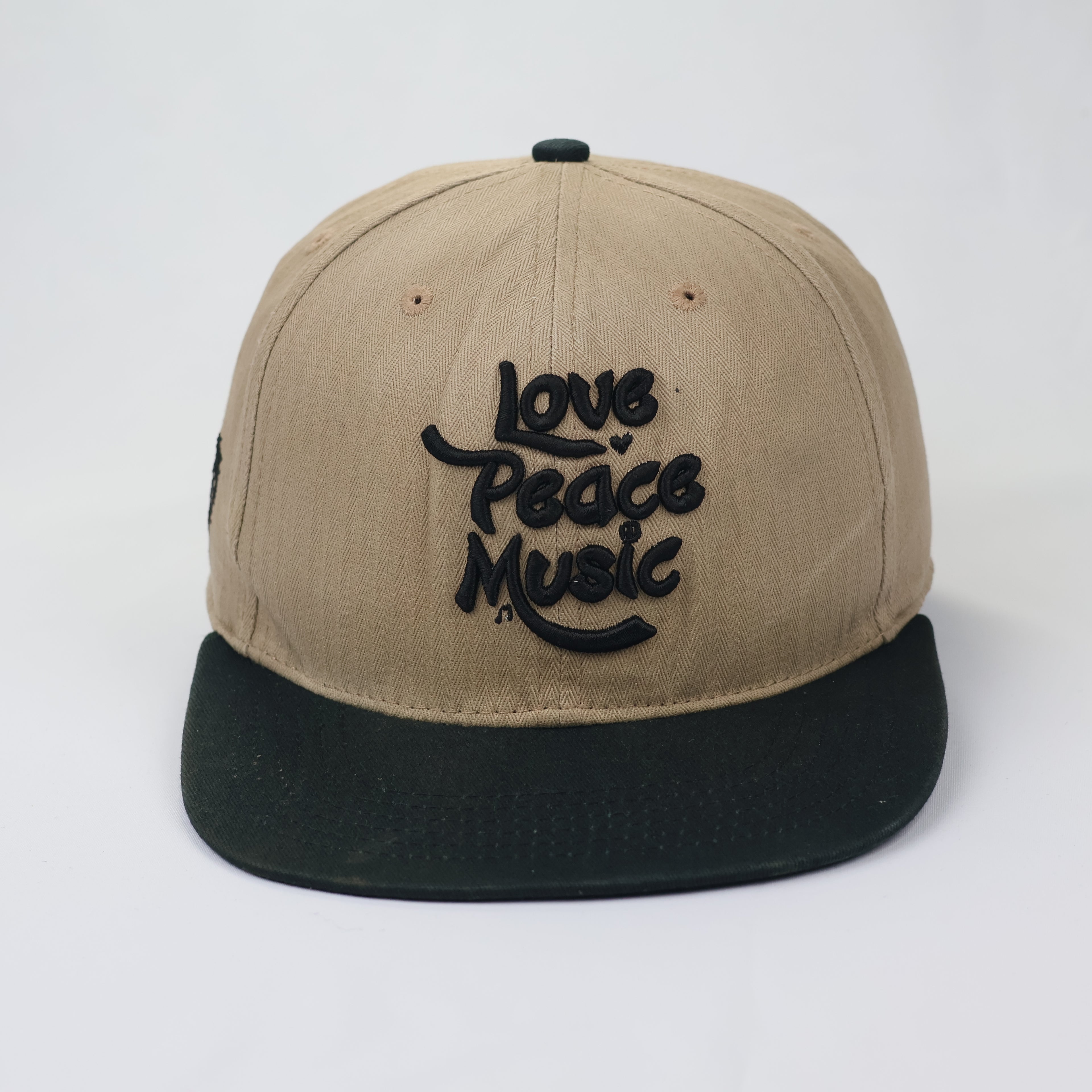 Love Peace Music Snapback - Tan & Black Two-Tone Streetwear Hat