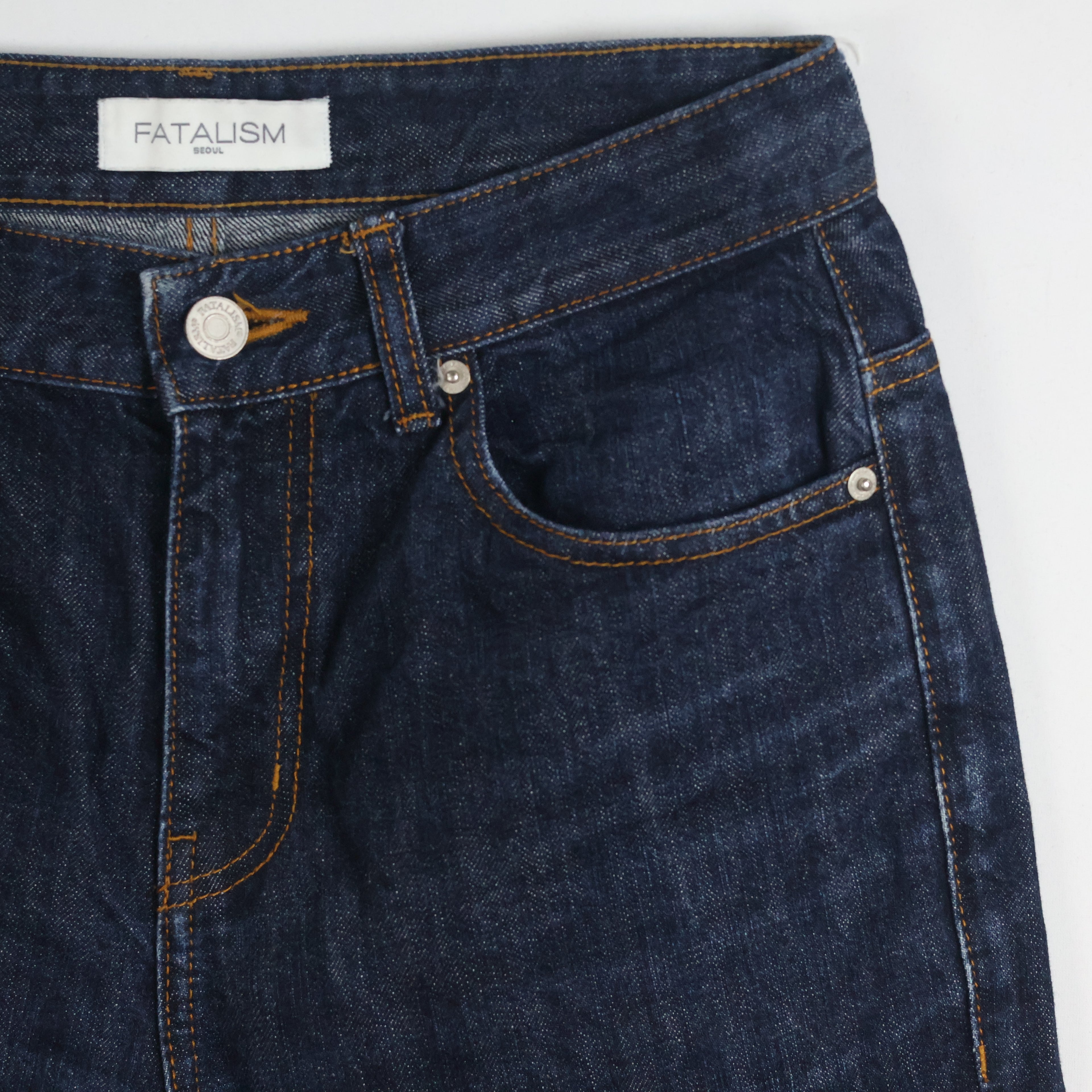 Thrifted Fatalism Men's Deep Indigo Blue Denim Jeans 30 Waist/ J1013