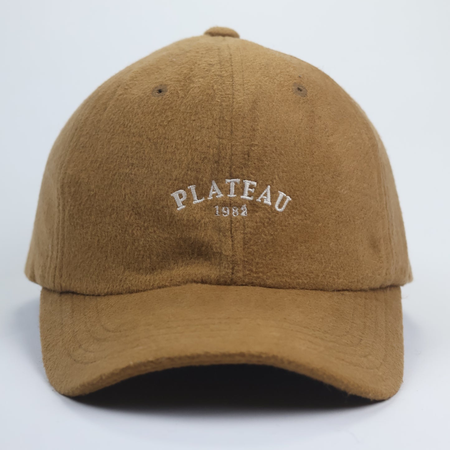 Minimalist "PLATEAU 1982" Wool Blend Baseball Cap – Camel Tan (Made in Korea)