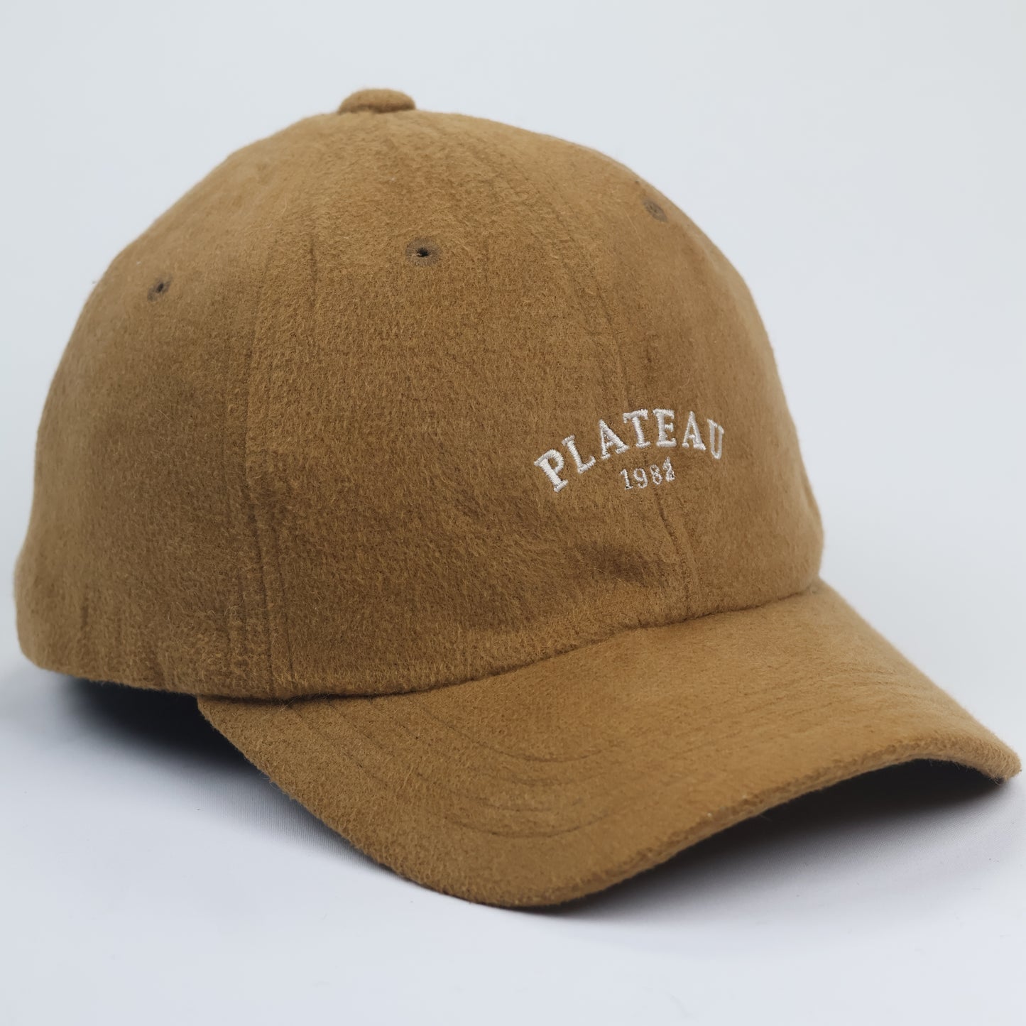 Minimalist "PLATEAU 1982" Wool Blend Baseball Cap – Camel Tan (Made in Korea)