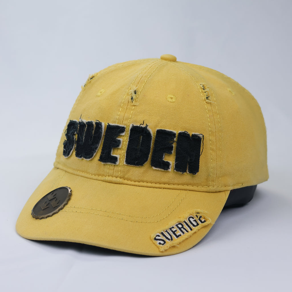 Vintage Distressed Sweden "Sverige" Souvenir Cap - Yellow/Blue