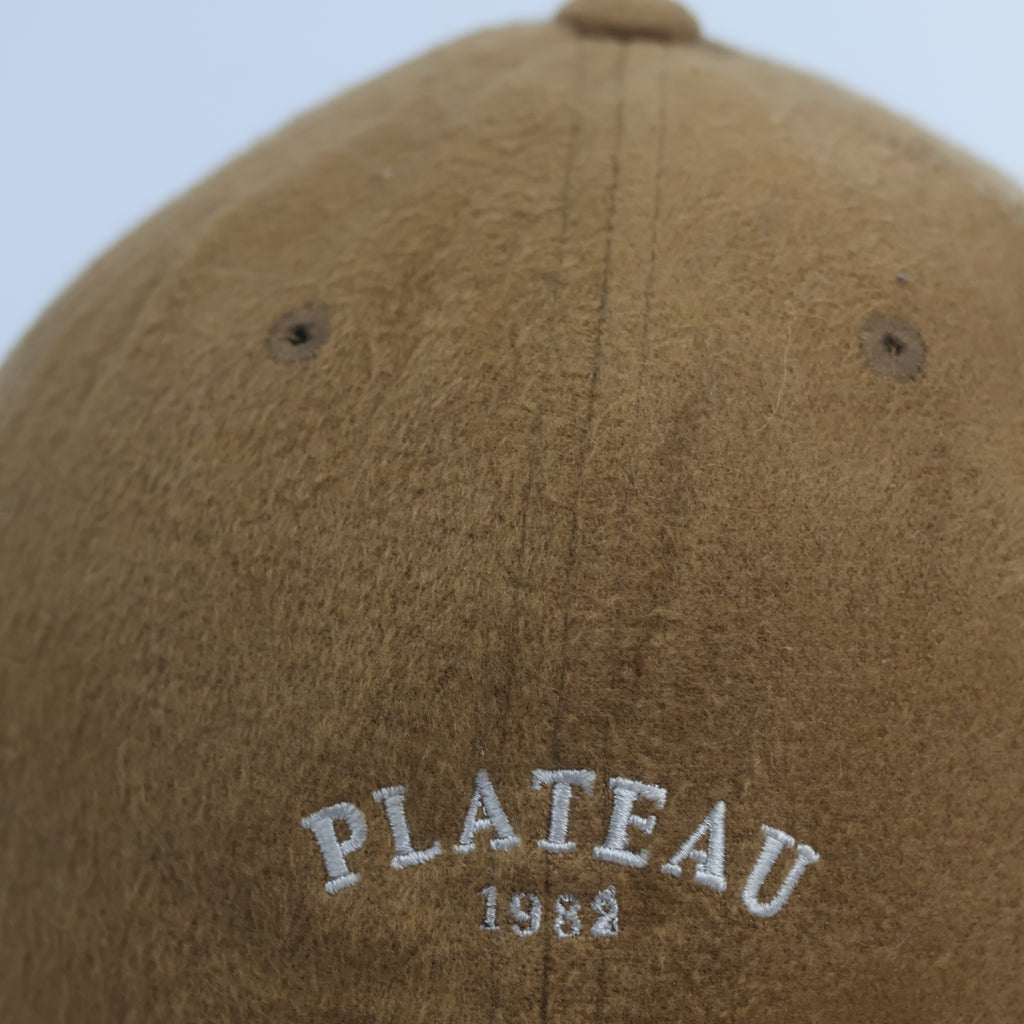 Minimalist "PLATEAU 1982" Wool Blend Baseball Cap – Camel Tan (Made in Korea)