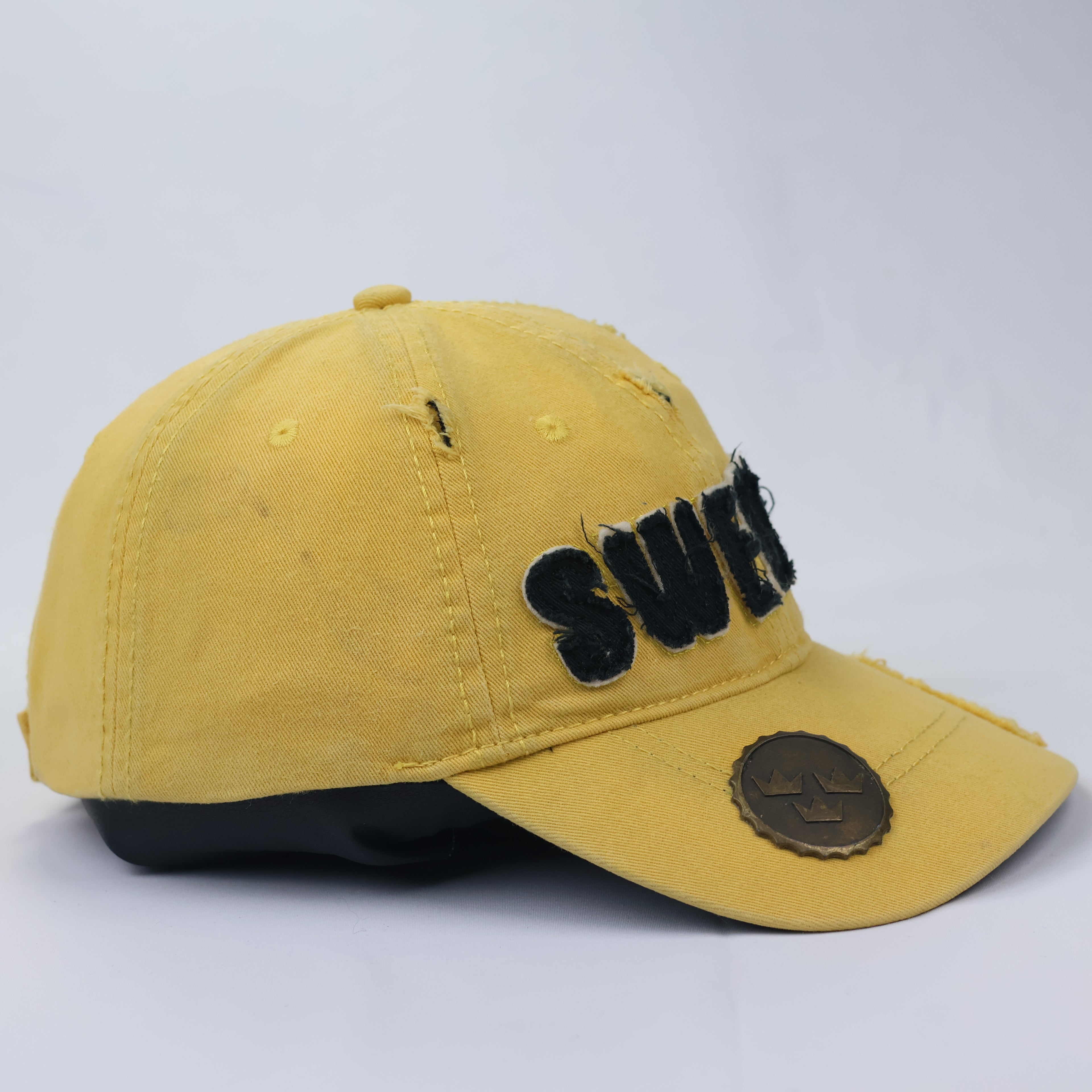 Vintage Distressed Sweden "Sverige" Souvenir Cap - Yellow/Blue