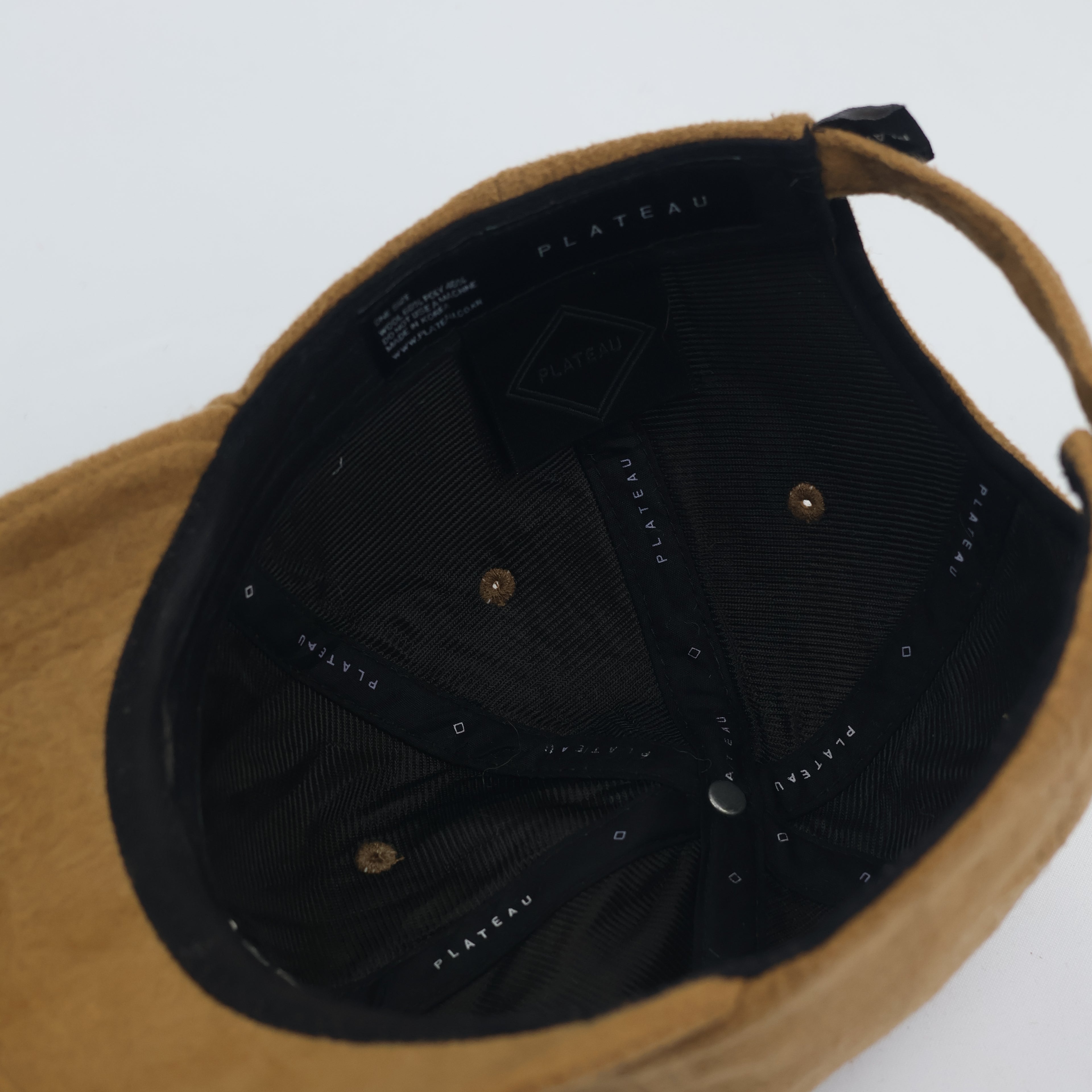 Minimalist "PLATEAU 1982" Wool Blend Baseball Cap – Camel Tan (Made in Korea)
