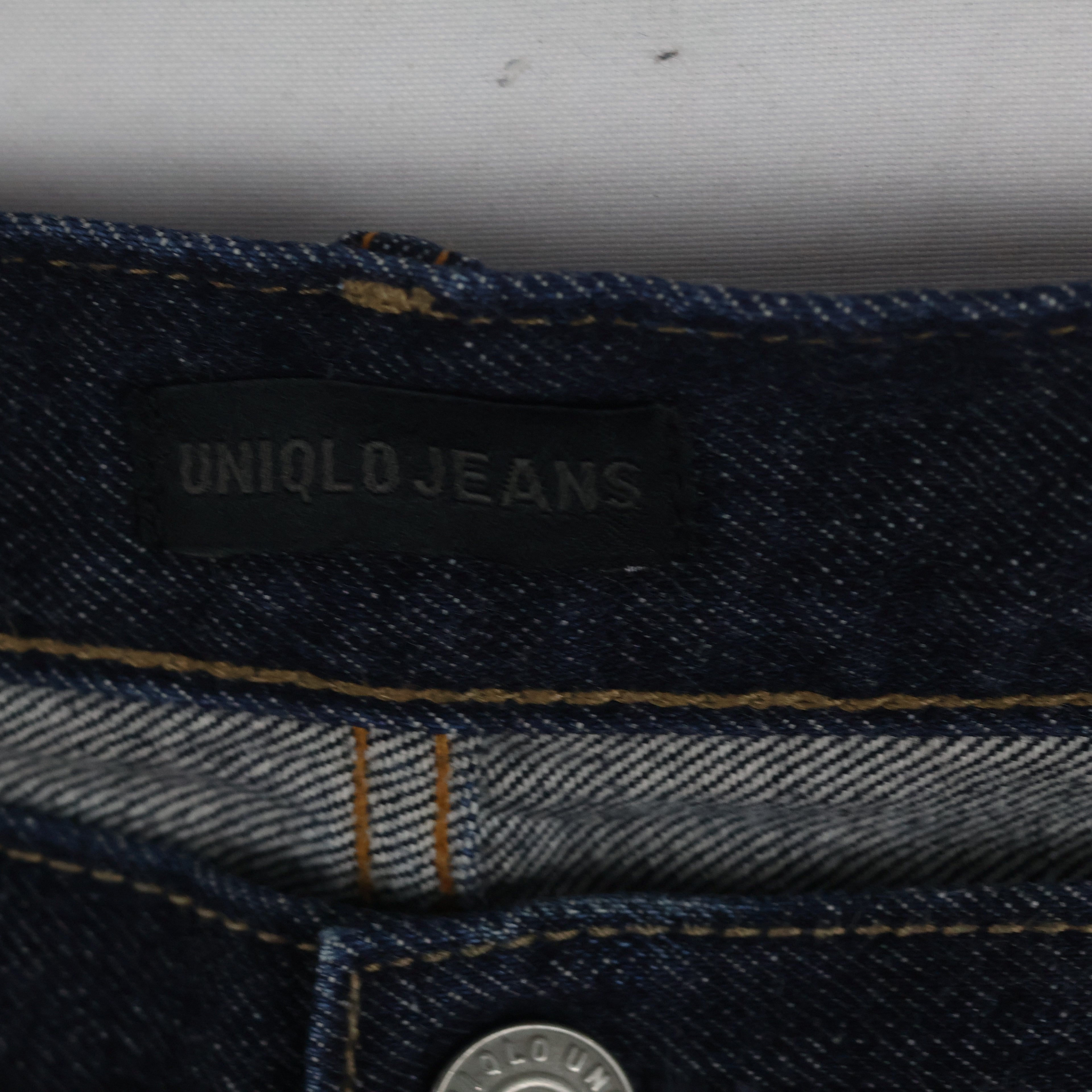 Thrifted Uniqlo Men's Dark Indigo Blue Jeans 30 Waist/ J1014