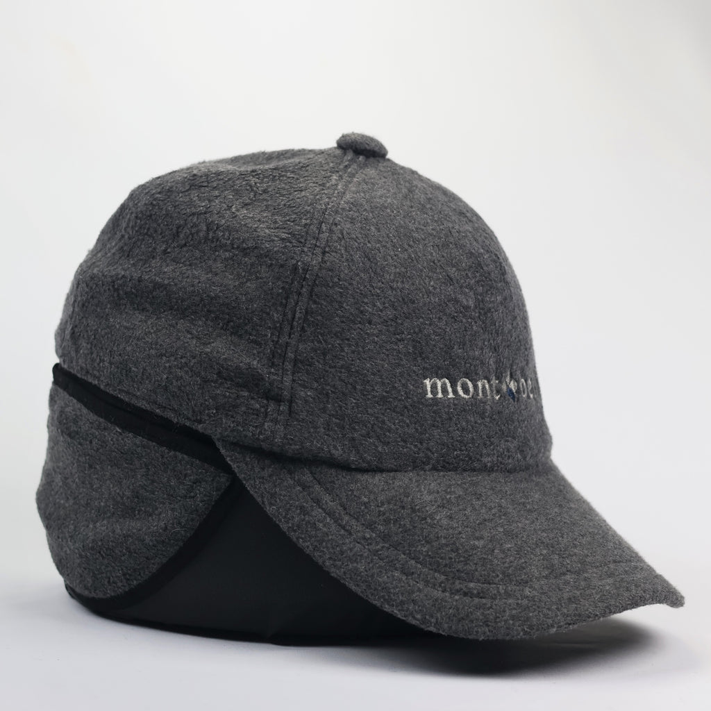 Montbell Japan Fleece Earflap Cap - Charcoal Grey - Adjustable Winter Hat