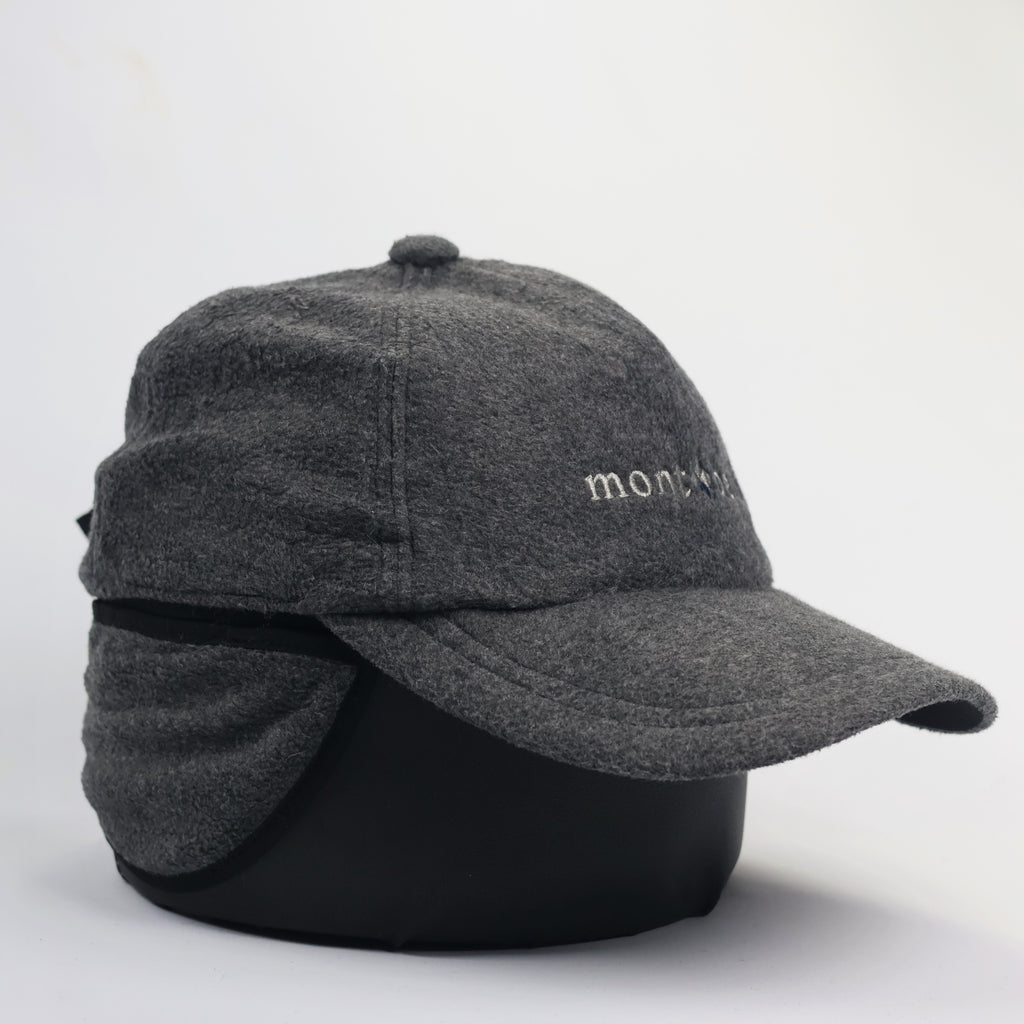 Montbell Japan Fleece Earflap Cap - Charcoal Grey - Adjustable Winter Hat
