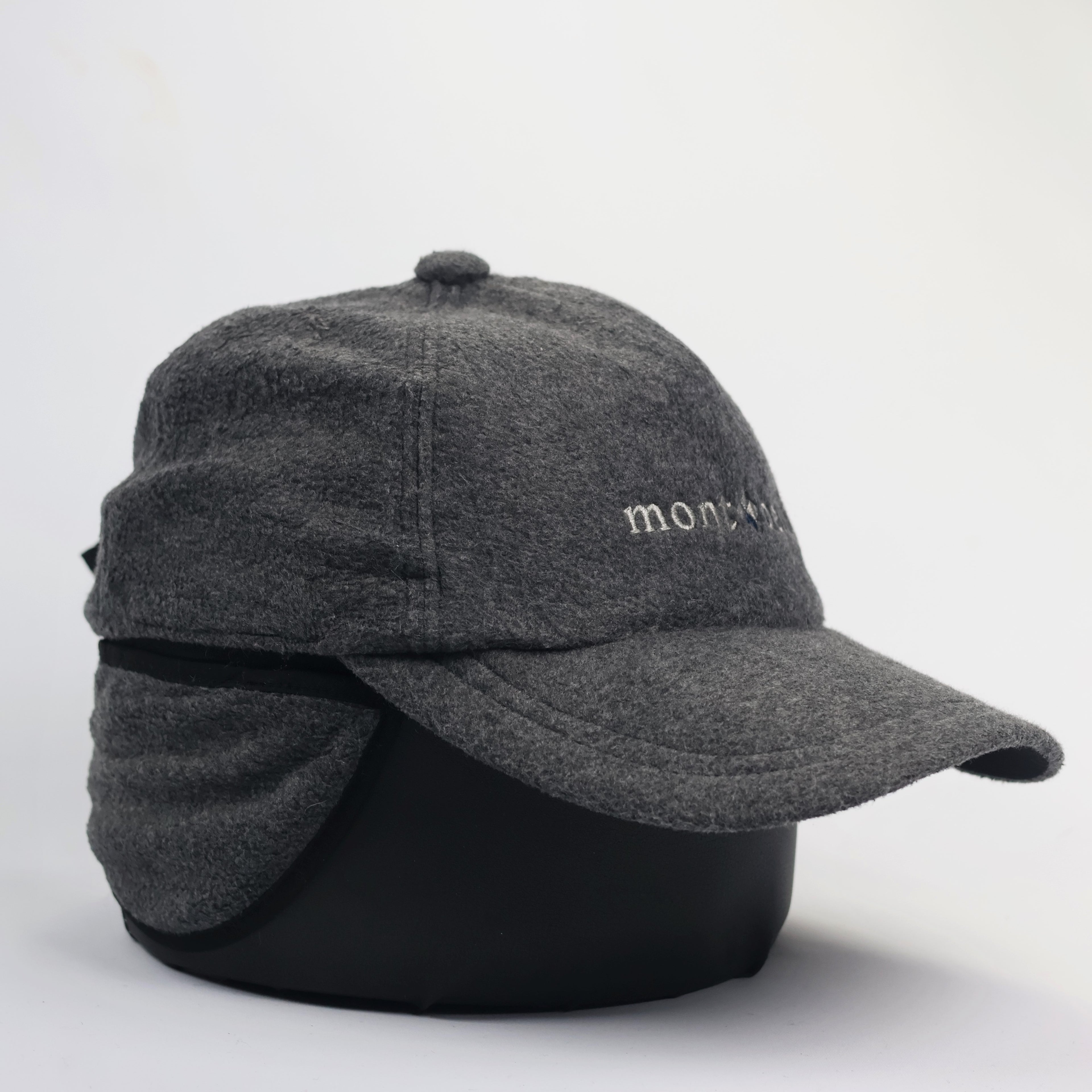 Montbell Japan Fleece Earflap Cap - Charcoal Grey - Adjustable Winter Hat