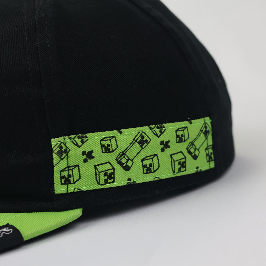Official Minecraft Creeper Thrifted Snapback Hat – Black & Lime Green